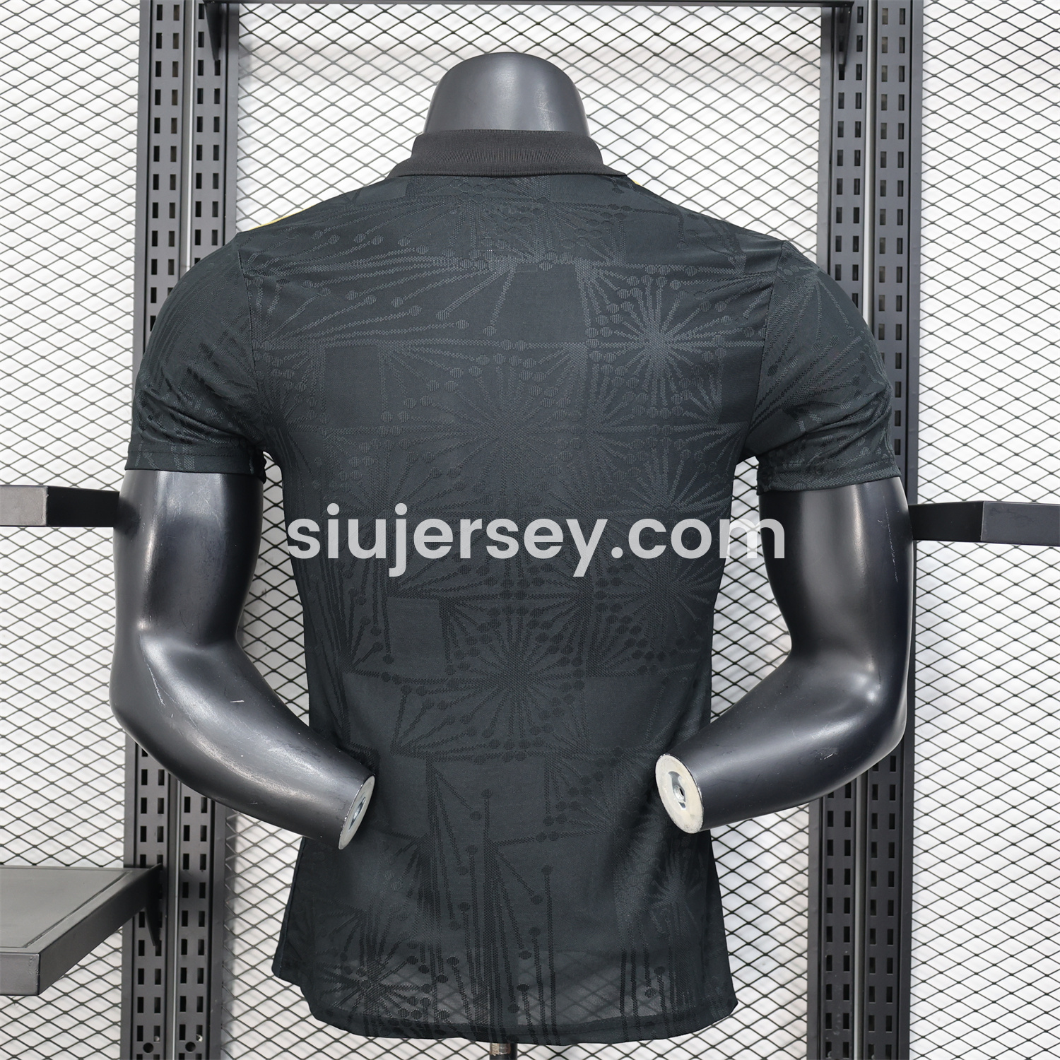 SIUjerseys-Mexico 25-26 Black Polo Jersey with Red White and Green Decorative Pattern - Player Version