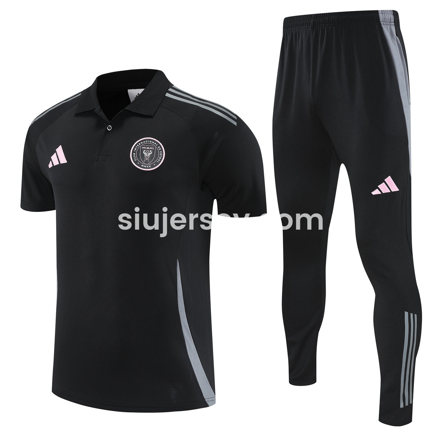 SIUjerseys-INT M.A.M 25-26 POLO Short-Sleeve Training Set - Black Top and Pants