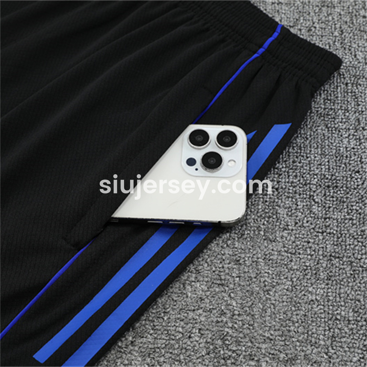 SIUjerseys-Real Madrid 25-26 Kid Short-Sleeve Training Set - Blue Black Dragon Top & Black Shorts