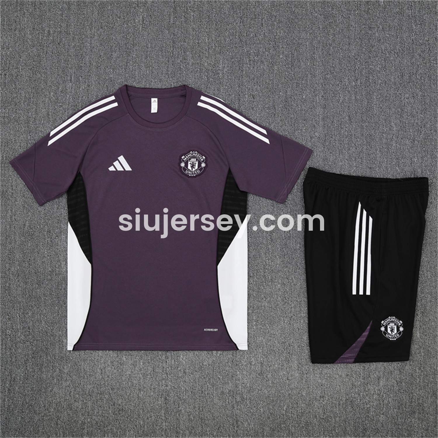 SIUjerseys-Manchester United 25-26 Short-Sleeve Training Set - Purple Top & Black shorts