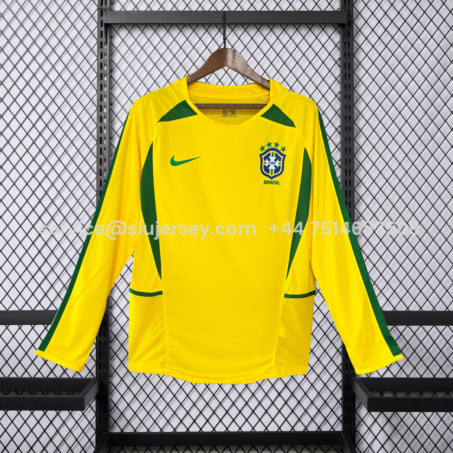 SIUjerseys-Retro Brazil 2002 Home Long Sleeves Jersey