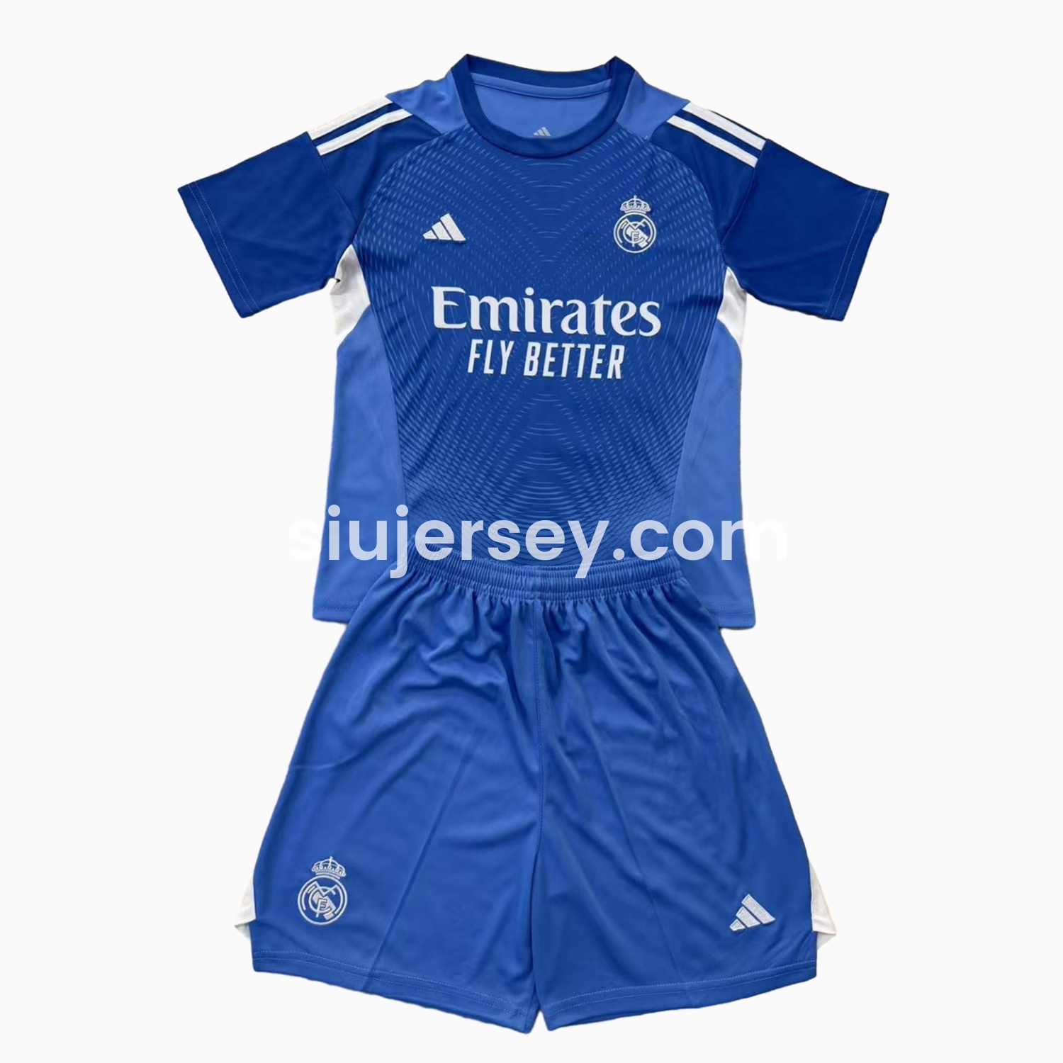 SIUjerseys-Real Madrid 25-26 Blue Goalkeeper Kids Kit