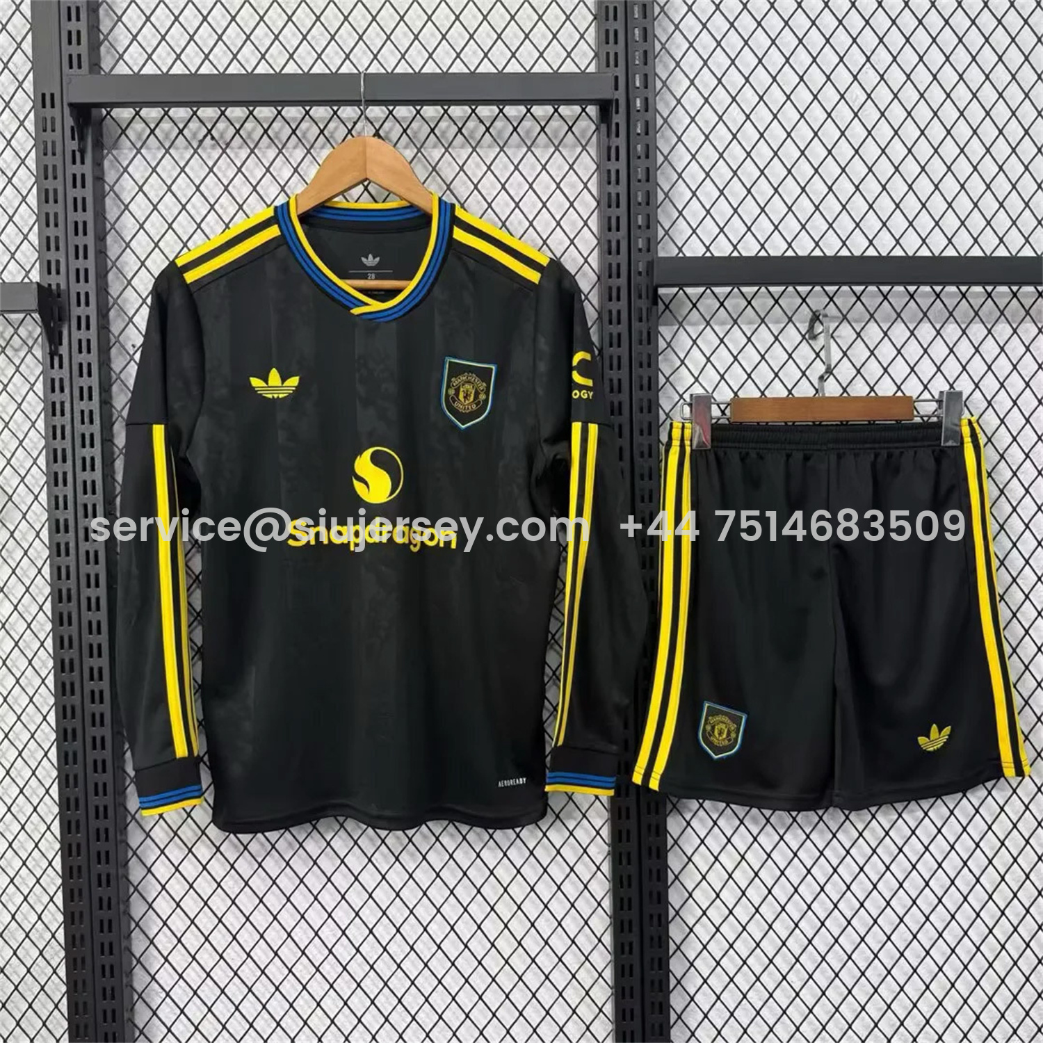 SIUjerseys-Manchester United 25-26 Third Black Long Sleeves Kids Kit