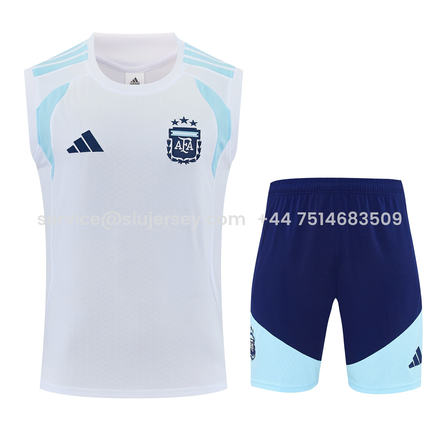 SIUjerseys-Argentina 2026 Vest Training Set - White Vest and Blue Shorts