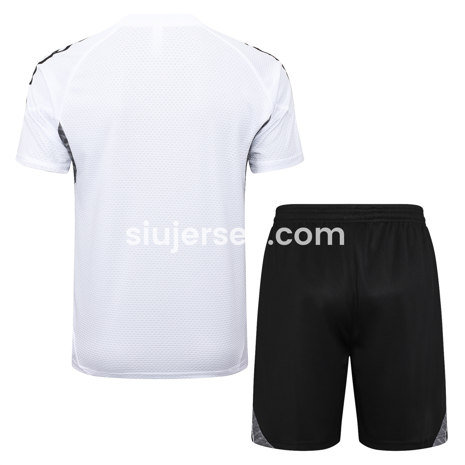 SIUjerseys-Real Madrid 25-26 Short-Sleeve Training Set - White Top and Black Shorts