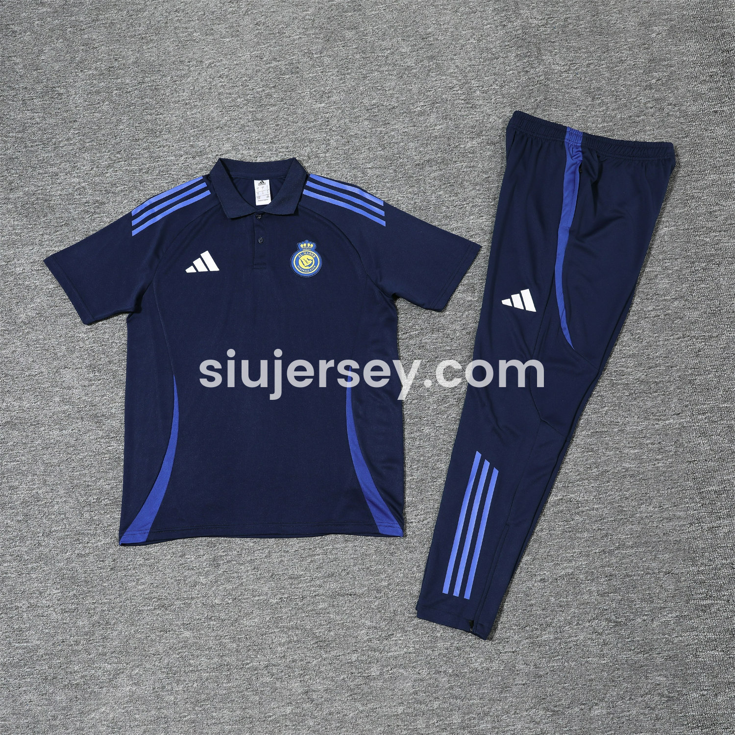 SIUjerseys-Al Nassr Riyadh Victory 25-26 POLO Short-Sleeve Training Set - Deep Blue Top and Pants