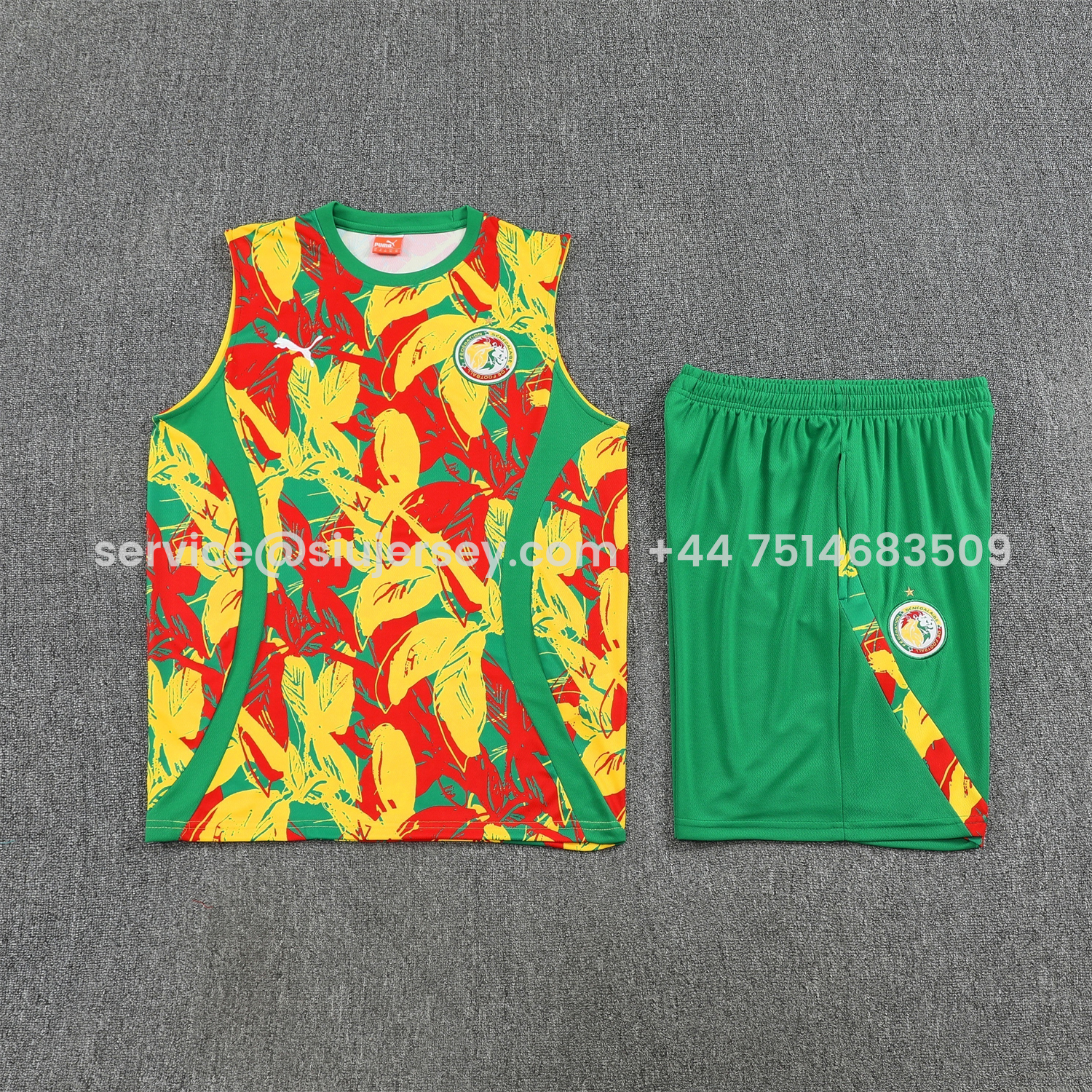 SIUjerseys-Senegal 2026 Vest Training Set - Variegated Vest and Green Shorts