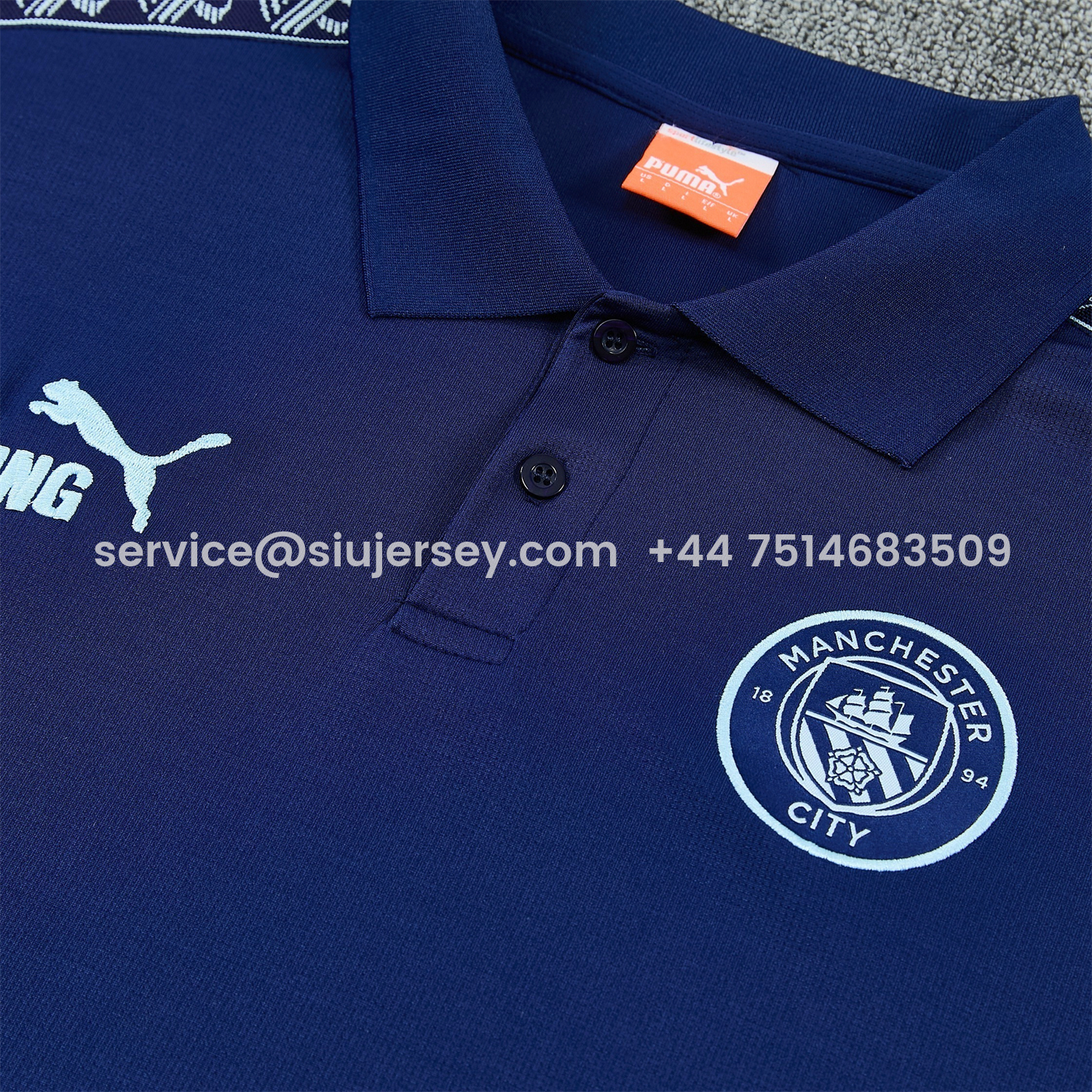 SIUjerseys-Manchester City 25-26 POLO Short-Sleeve Training Set - Dark Blue Top and Pants