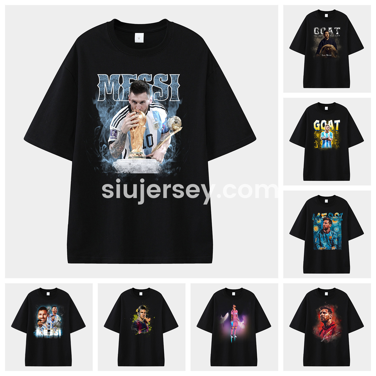 SIUjerseys-Messi GOAT Argentina Barcelona INT M.A.M Unisex Pure Cotton T-shirt