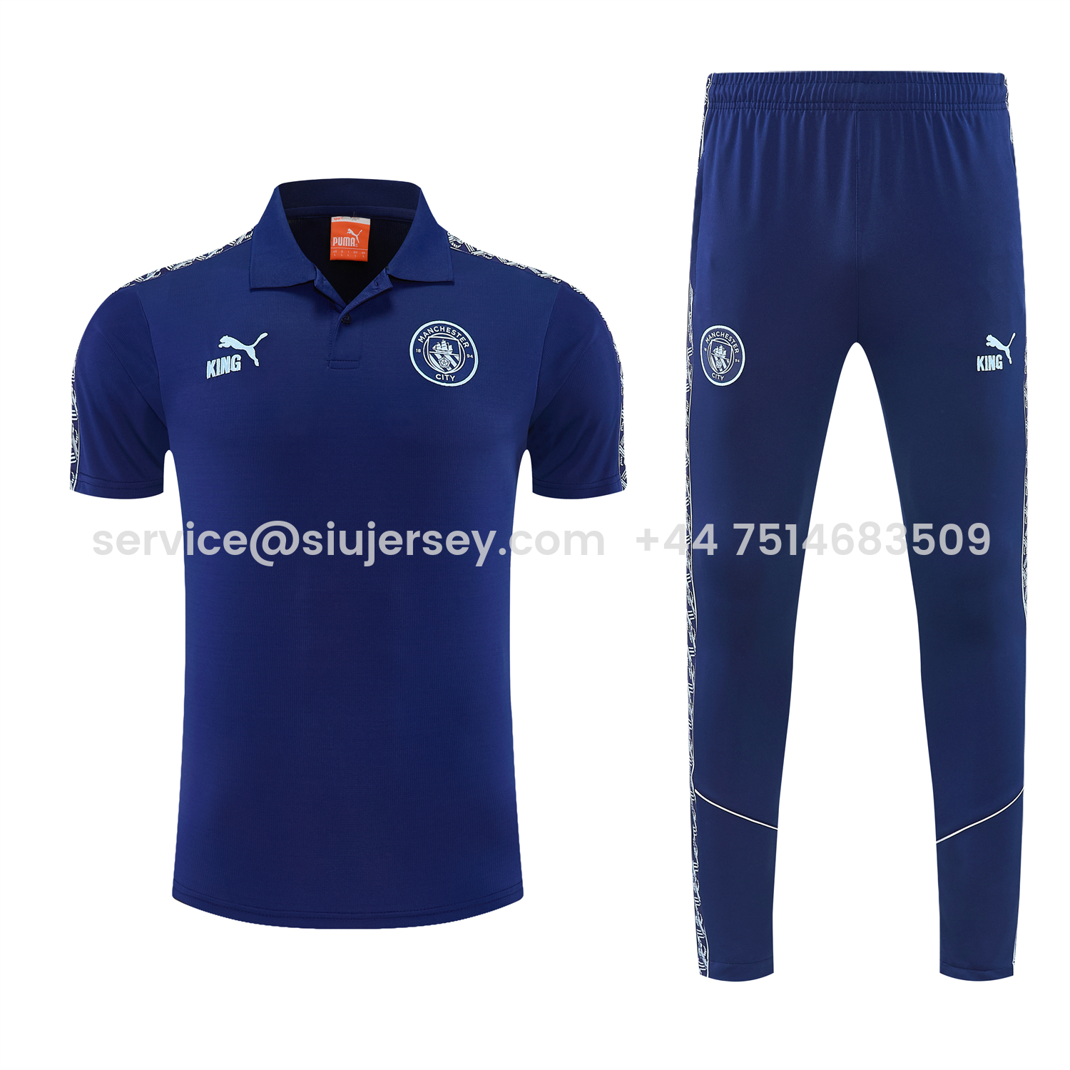 SIUjerseys-Manchester City 25-26 POLO Short-Sleeve Training Set - Dark Blue Top and Pants
