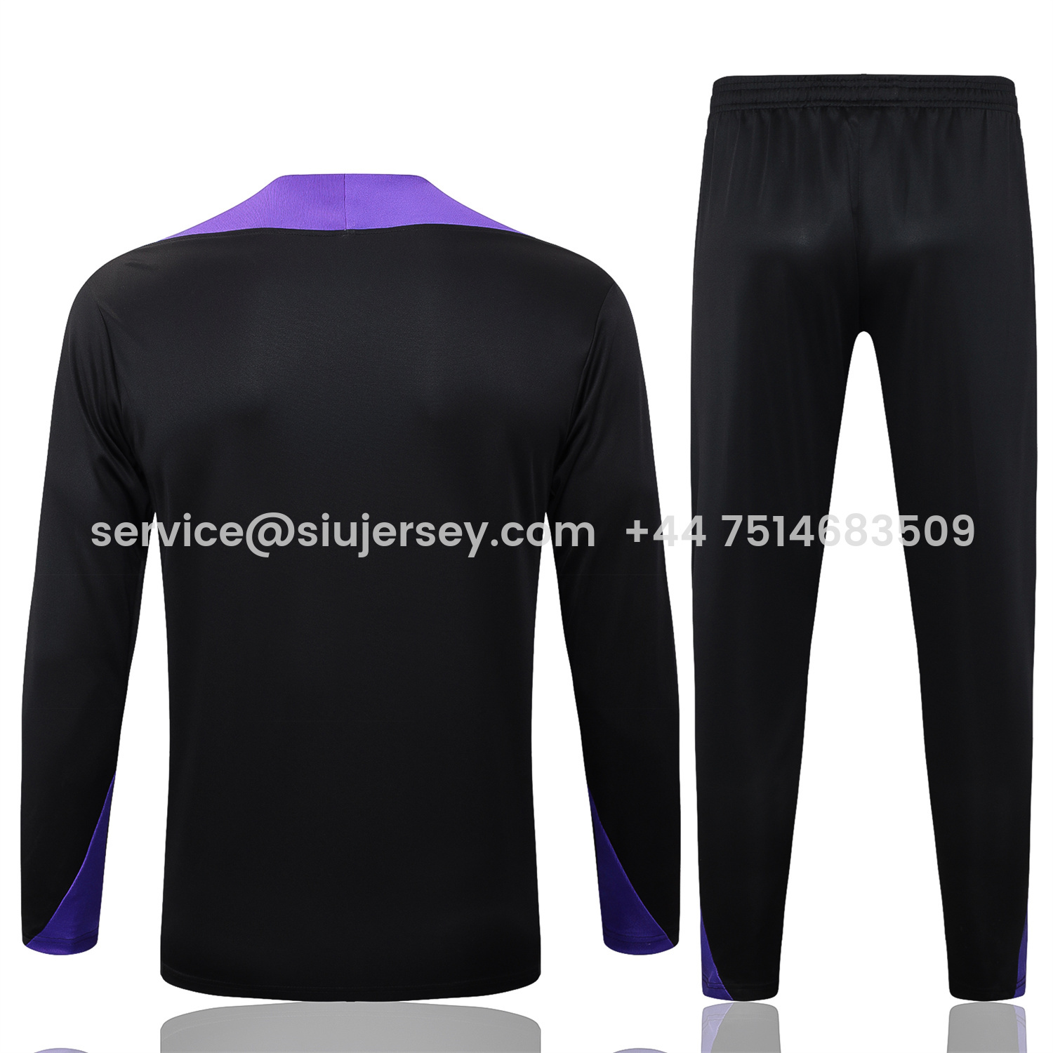 SIUjerseys-Barcelona X KB 25-26 Long Sleeve Training Set - Black Top with Purple Badge and Black Pants