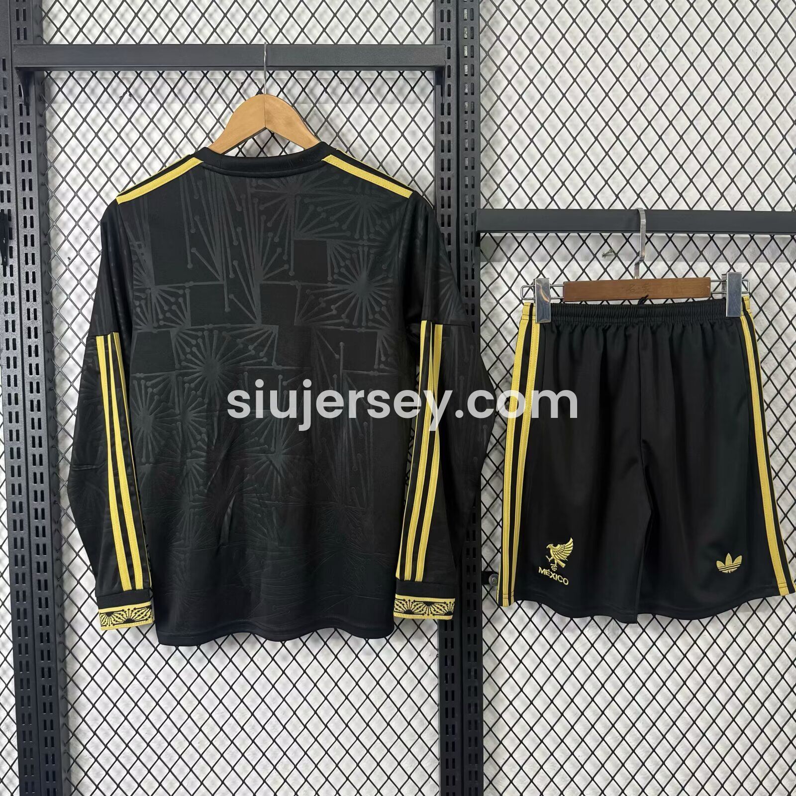 SIUjerseys-Mexico 2025 Gold Cup Black Long Sleeve Kids Kit