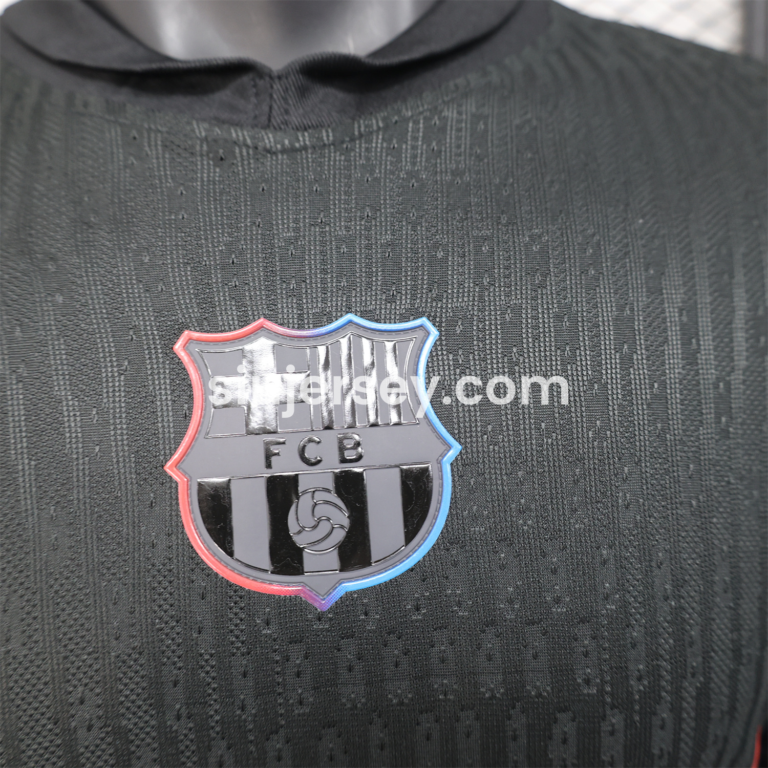SIUjerseys-Barcelona x Travis Scott 24-25 Away Black Long Sleeves Jersey - Player Version