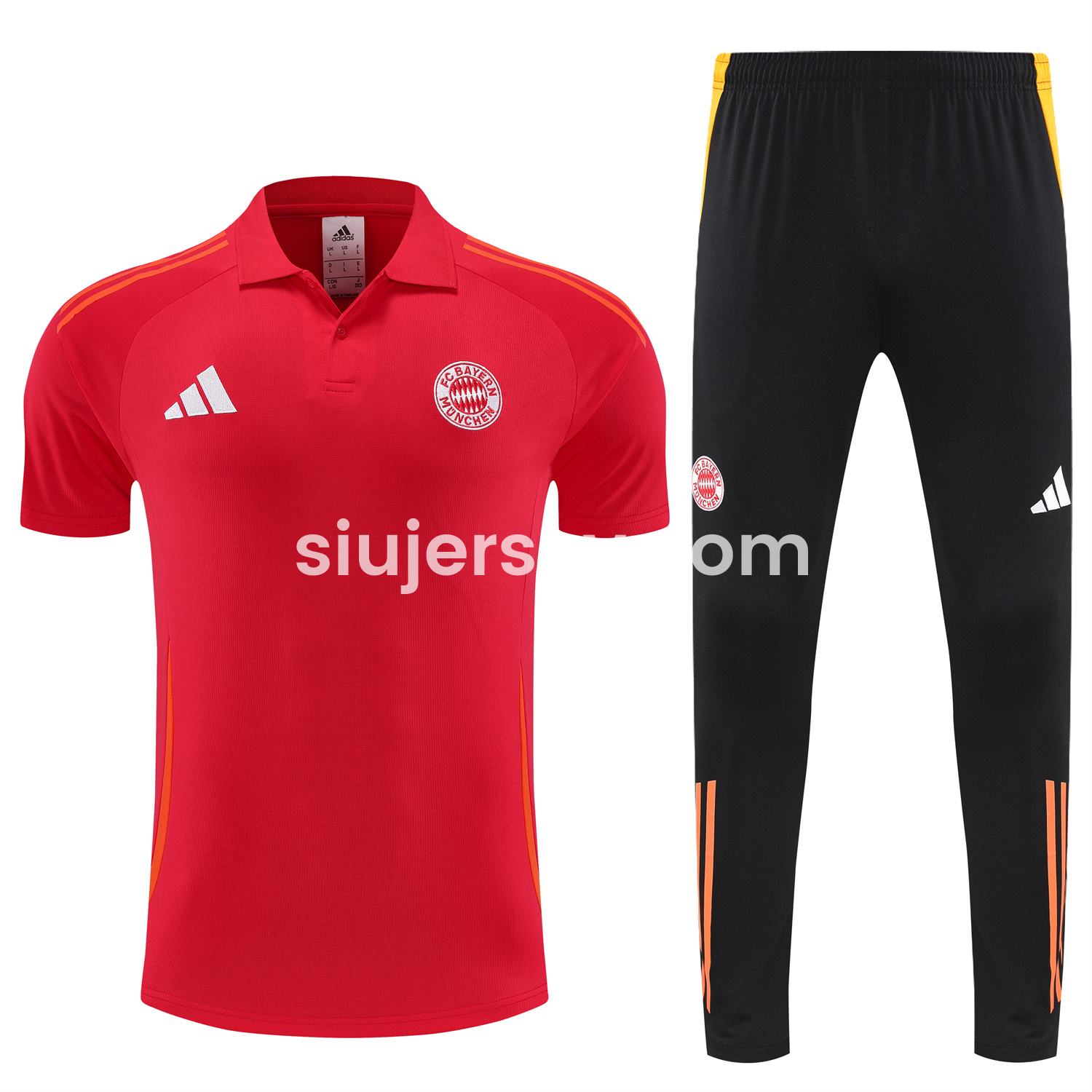 SIUjerseys-Bayern Munich 25-26 POLO Short-Sleeve Training Set - Red Top and Black Pants