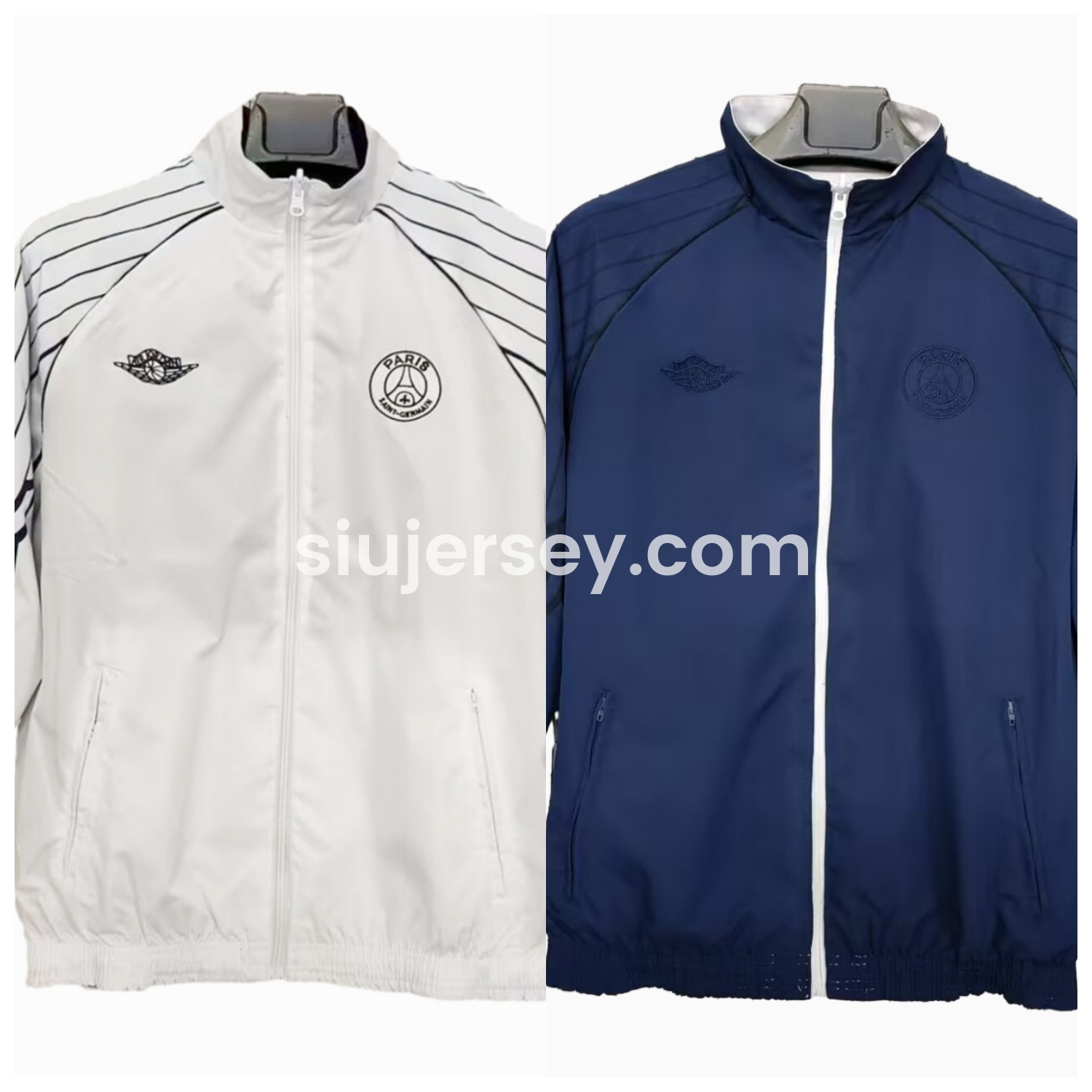 SIUjerseys-Paris Saint-Germain PSG 24-25 Wings Double Sided Reversible Windbreaker - White & Blue
