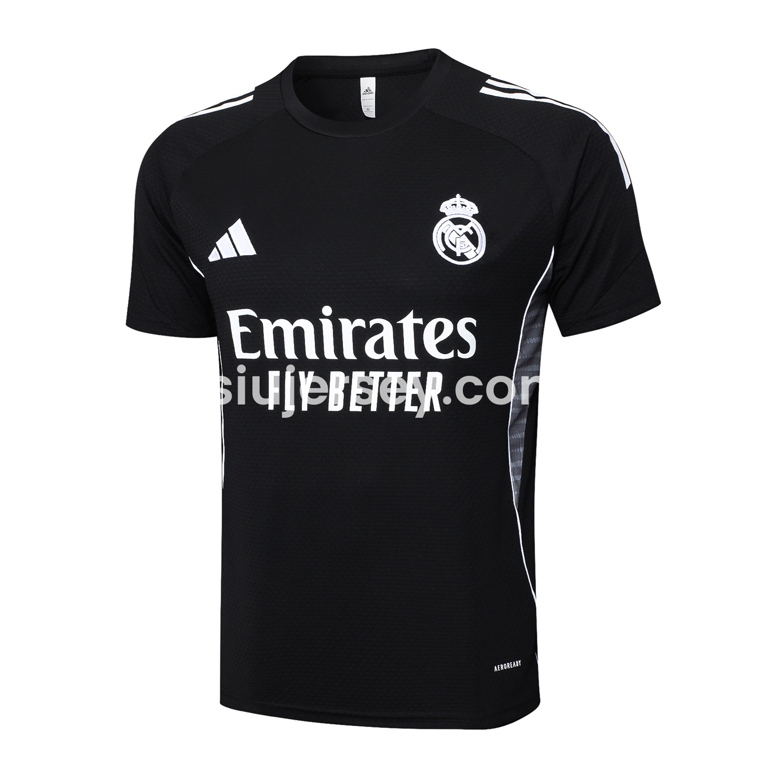 SIUjerseys-Real Madrid 25-26 Short-Sleeve Training Set - Black Top and Black Shorts