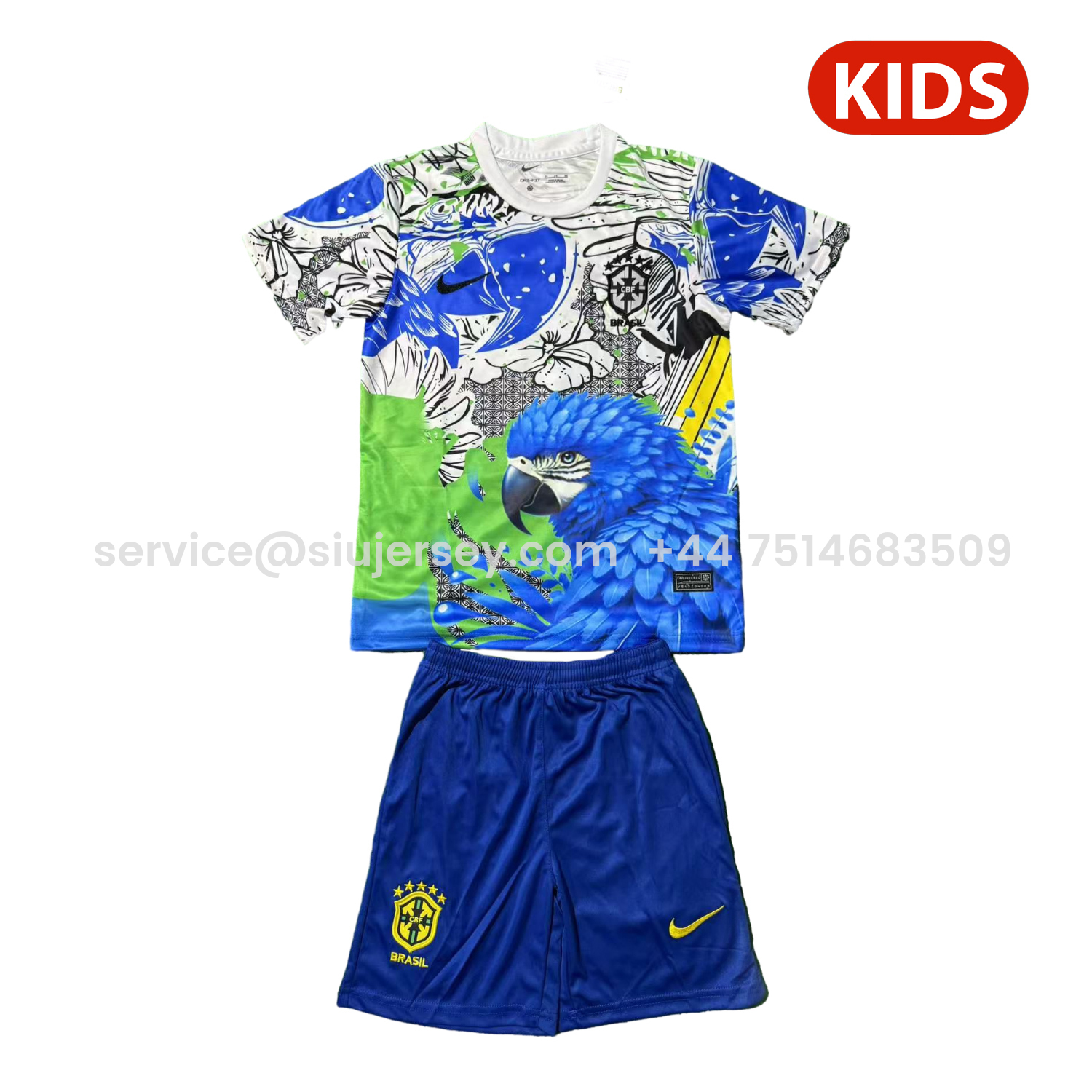 SIUjerseys-Brazil 25-26 Blue Parrot Special Kids Kit