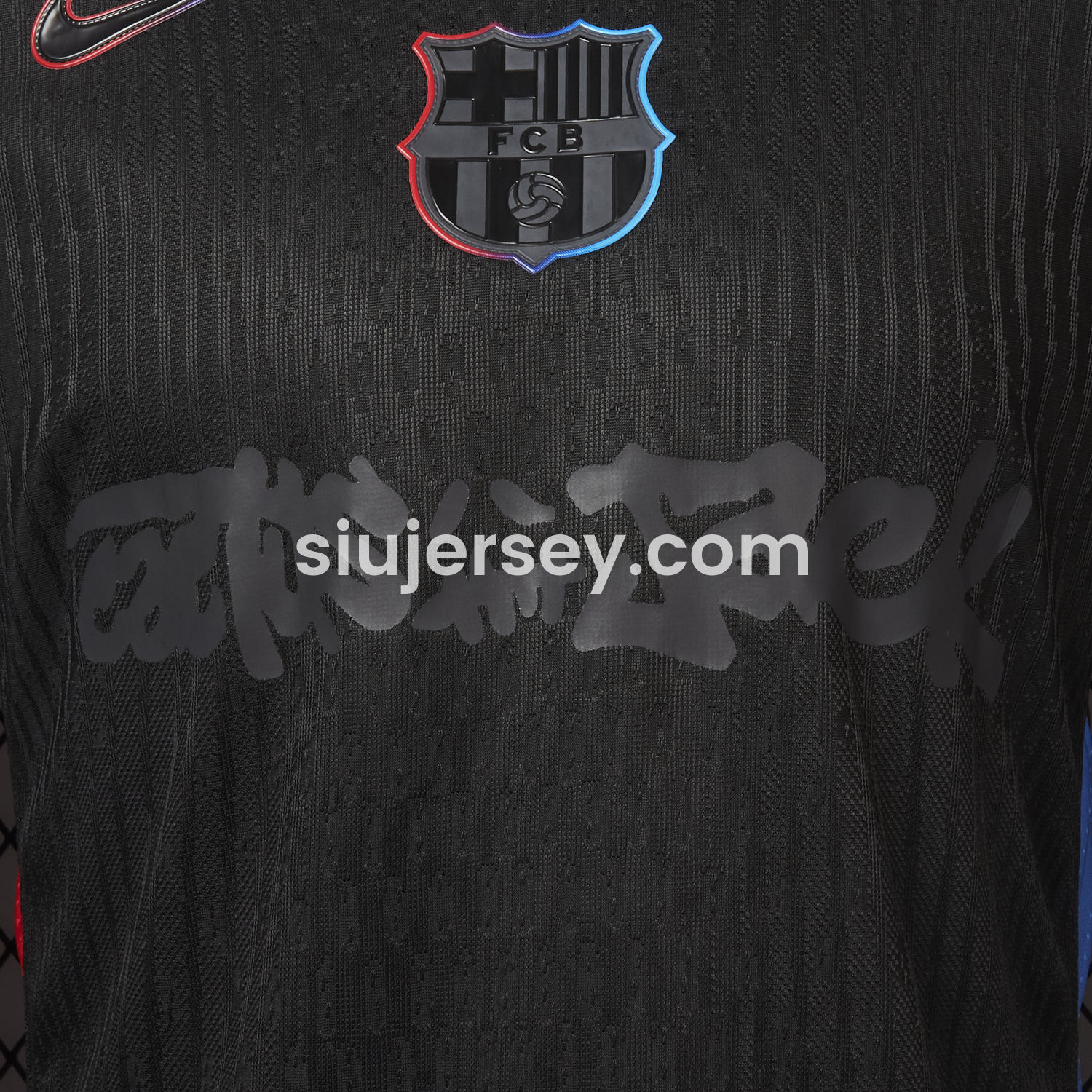 SIUjerseys-【New】Barcelona x Travis Scott 24-25 Away Pure Black Jersey - Player Version