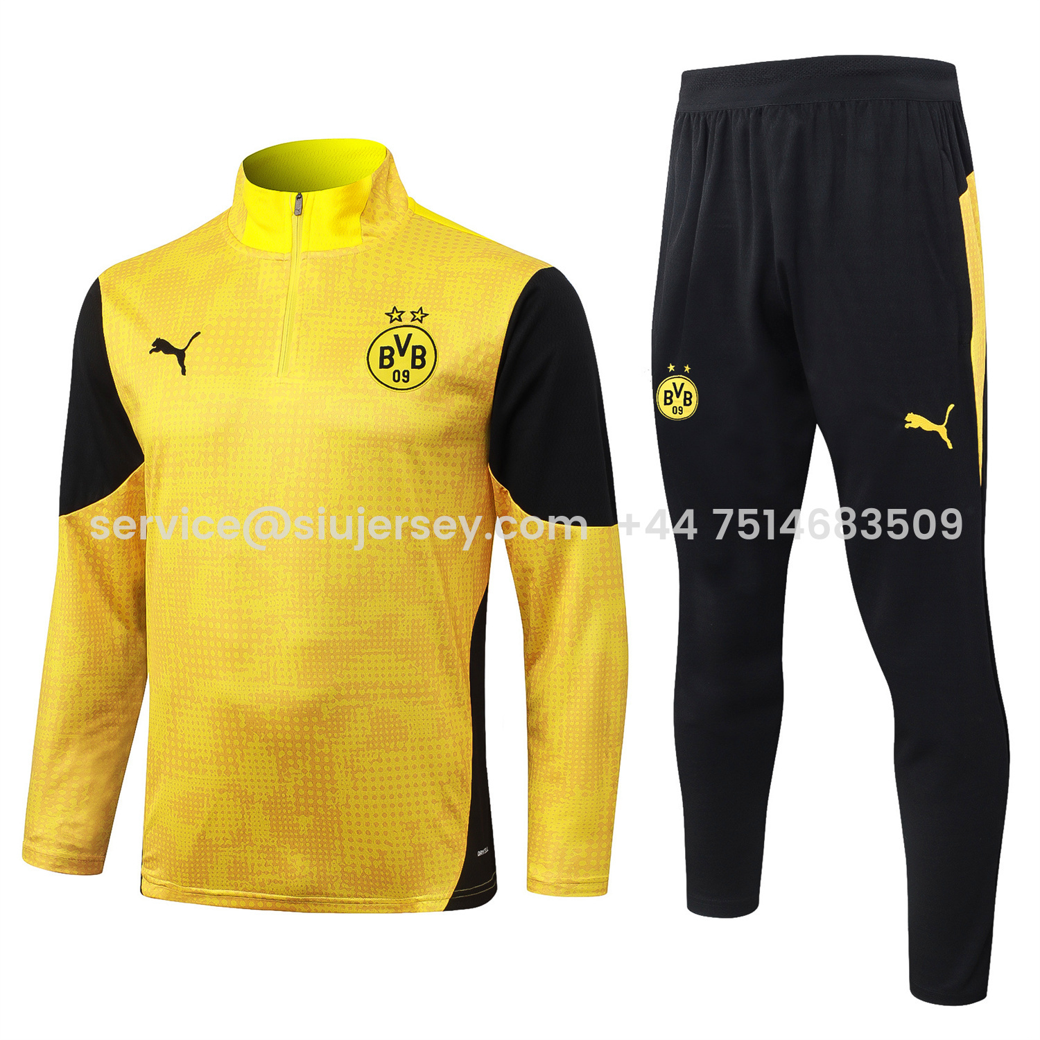 SIUjerseys-Dortmund 25-26 Jacket Training Tracksuit - Yellow top & Black Pants