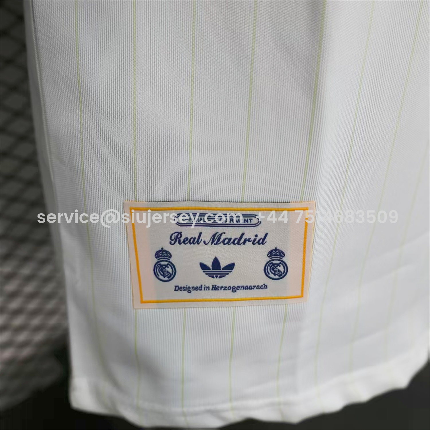 SIUjerseys-Real Madrid 25-26 Trefoil Blue Lines White Travel Jersey - Player Version