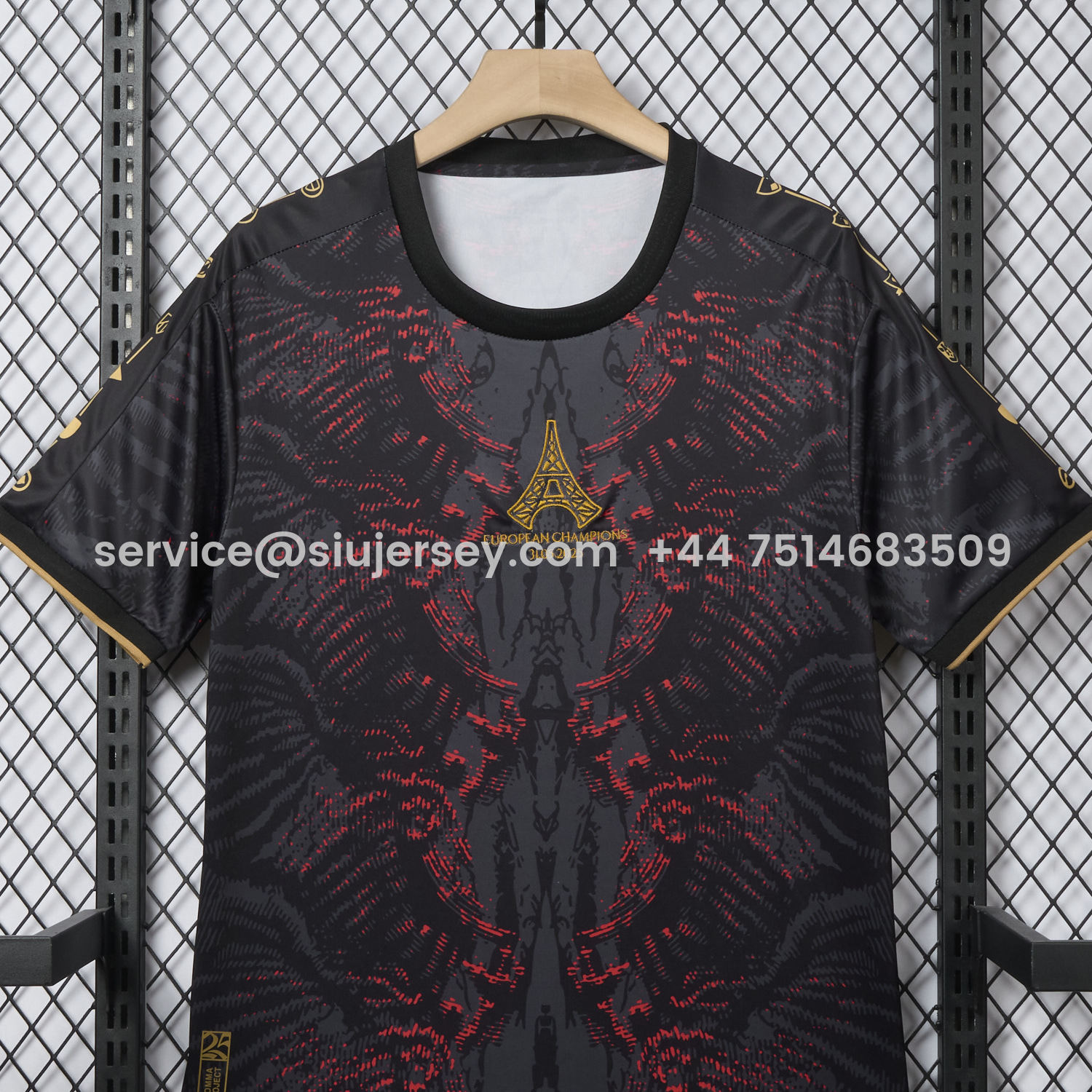 SIUjerseys-Paris Saint-Germain PSG 25-26 Champions League Commemorative Edition Black Red Eiffel Tower T-shirts