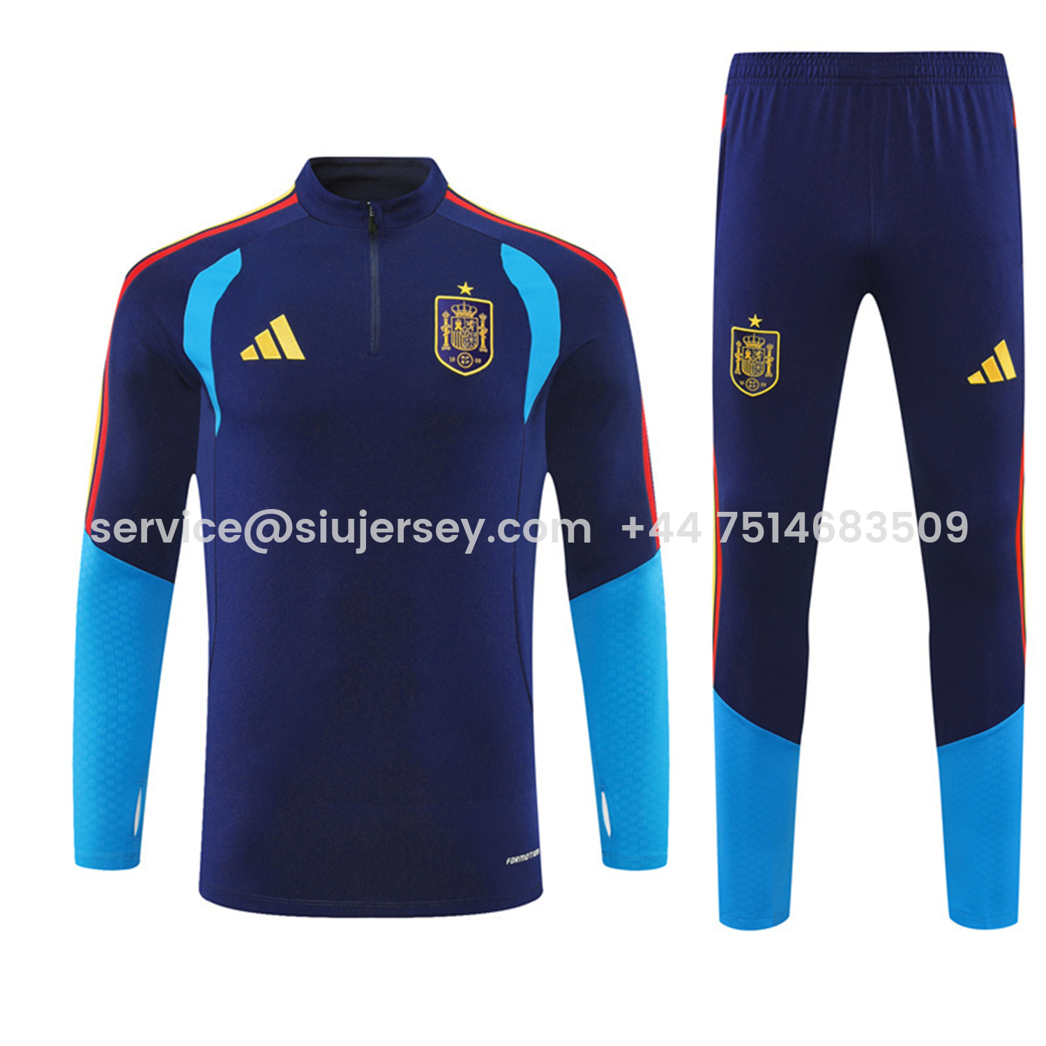 SIUjerseys-Spain 2026 Kids Long Sleeve Training Set - Royal Blue Top & Pants