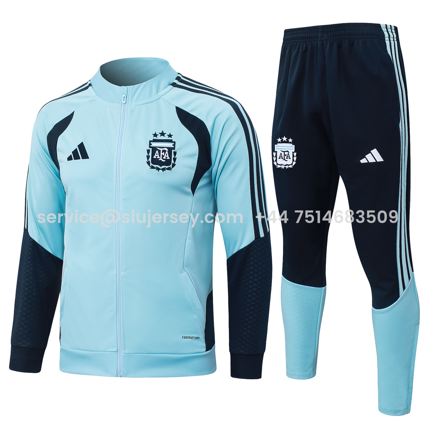 SIUjerseys-Argentina 25-26 Windbreaker Training Set - Light Blue Top and Black Pants