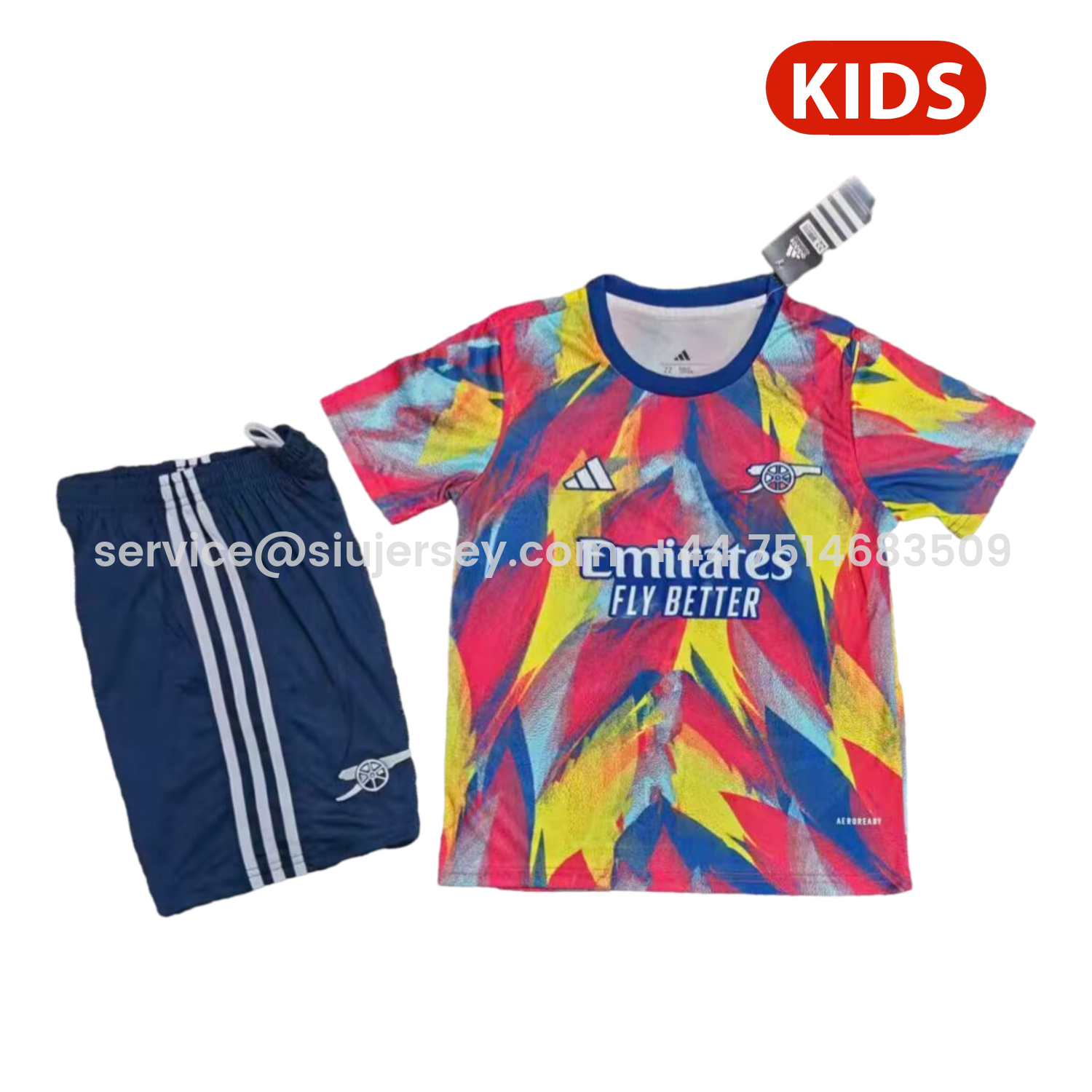 SIUjerseys-Arsenal 25-26 Colorful Pre-Match Training Kids Kit