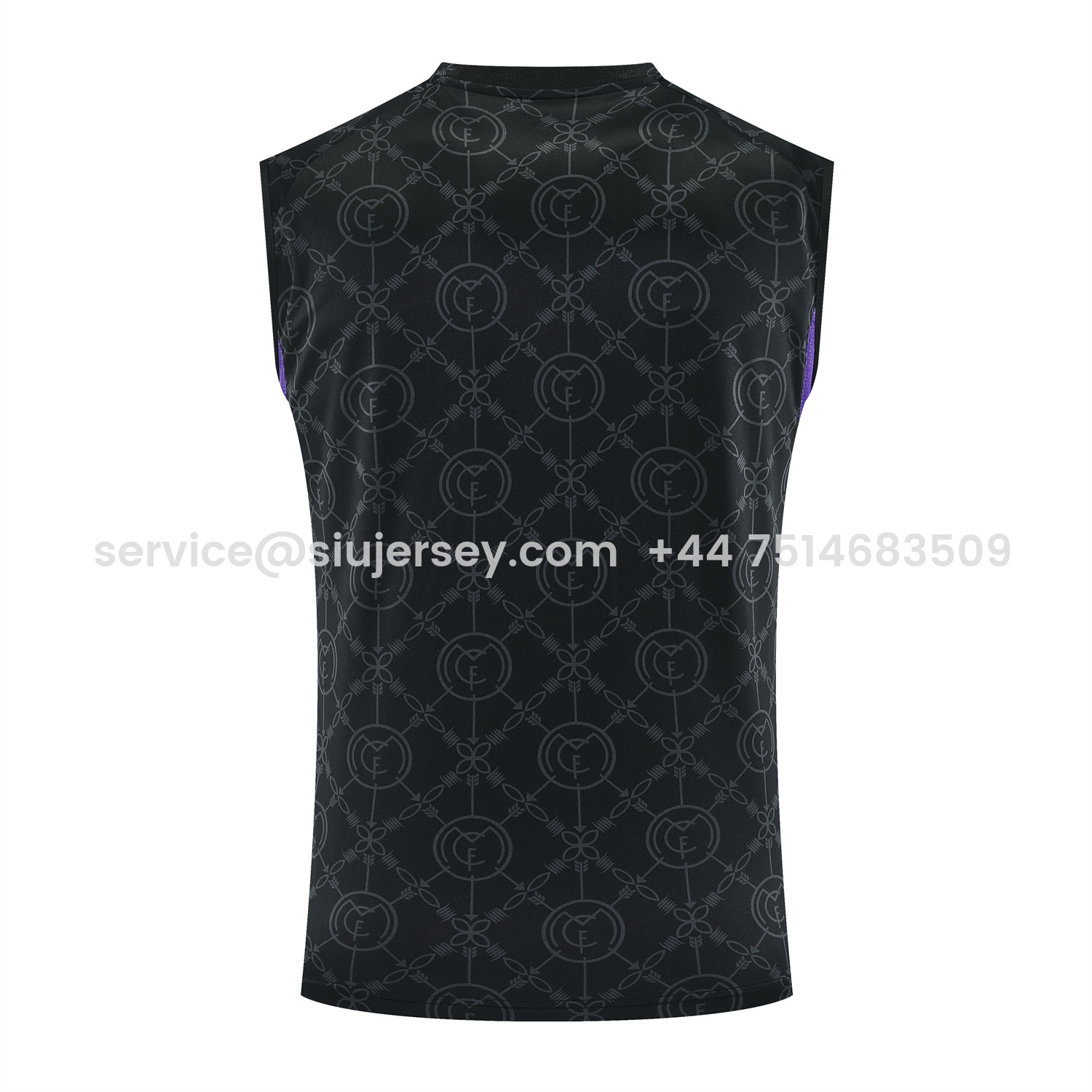 SIUjerseys-Real Madrid 25-26 Vest Training Set - Blue Edge Black Vest & Black Shorts