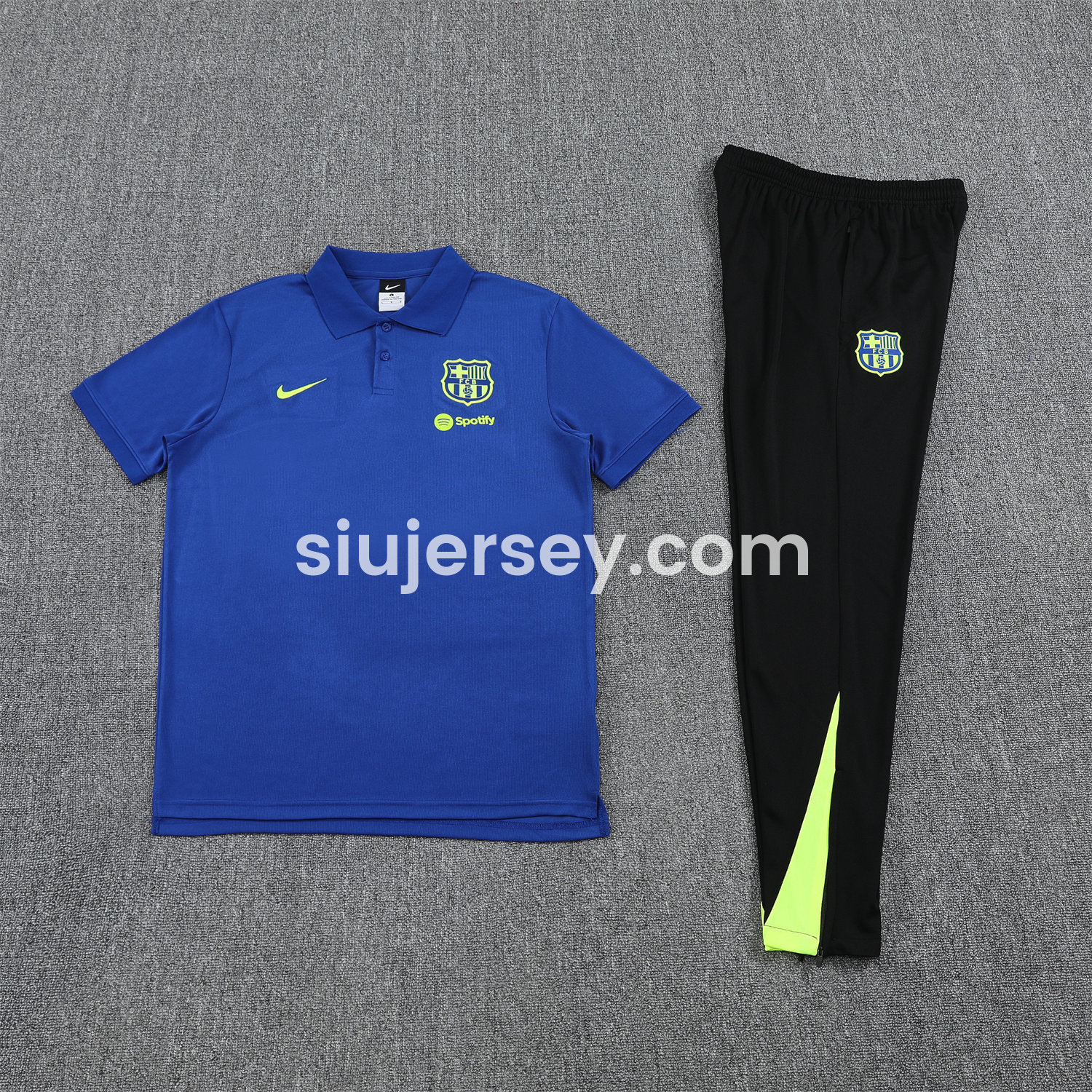 SIUjerseys-Barcelona 25-26 POLO Short-Sleeve Training Set - Blue Top and Black Pants