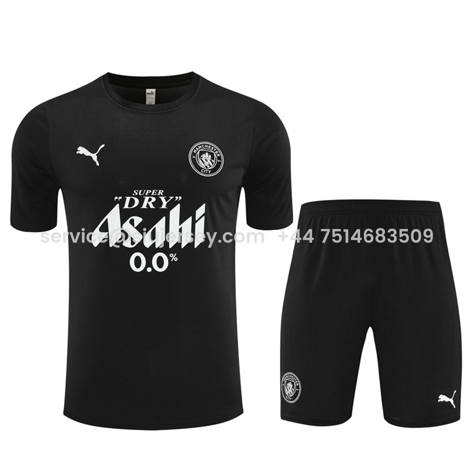 SIUjerseys-Manchester City 25-26 Short-Sleeve Training Set - Black Top & Black Shorts