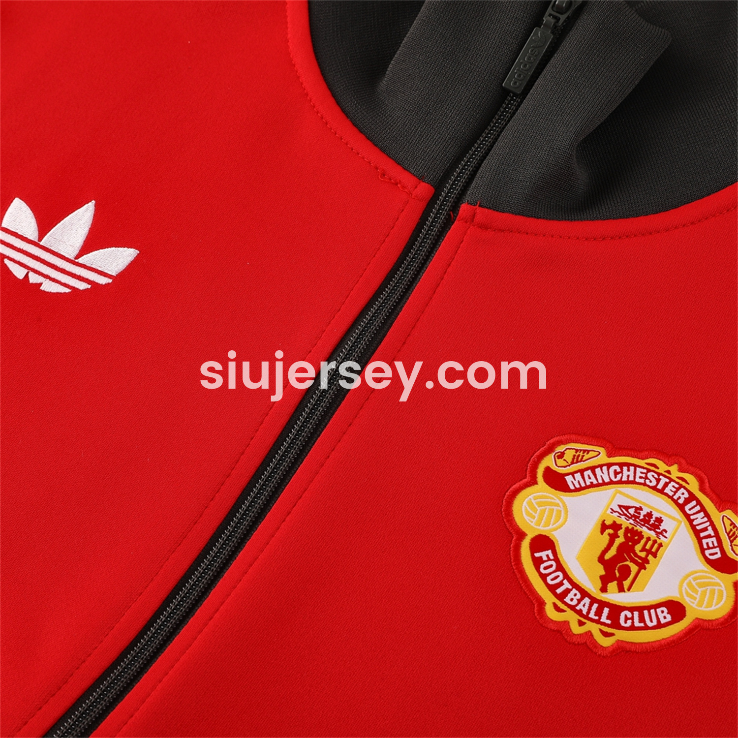 SIUjerseys-Manchester United 24-25 Throwback Jacket Training Tracksuit - Red Jackets & Grey Pants