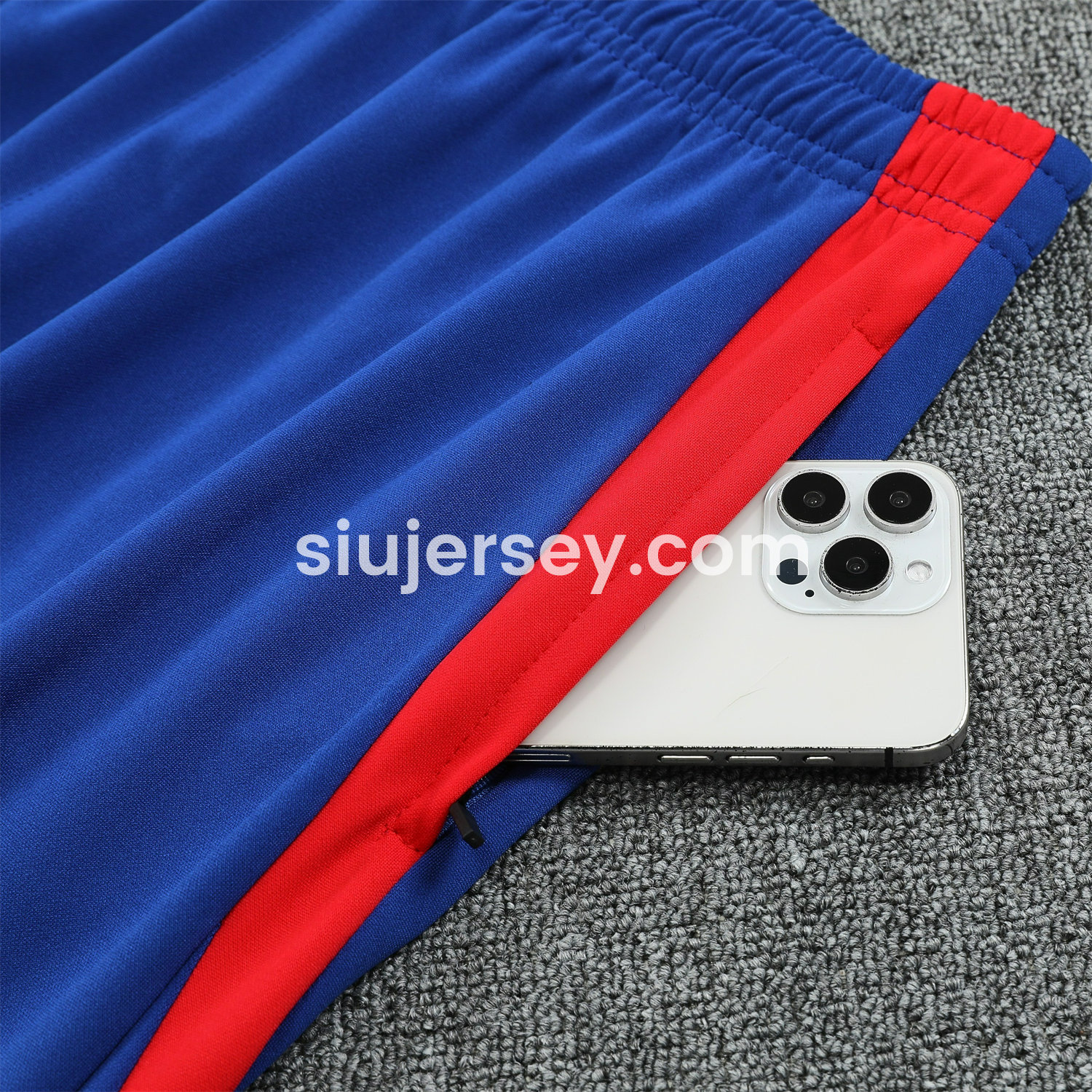 SIUjerseys-Spain 25-26 POLO Short-Sleeve Training Set - Red Top and Blue Pants