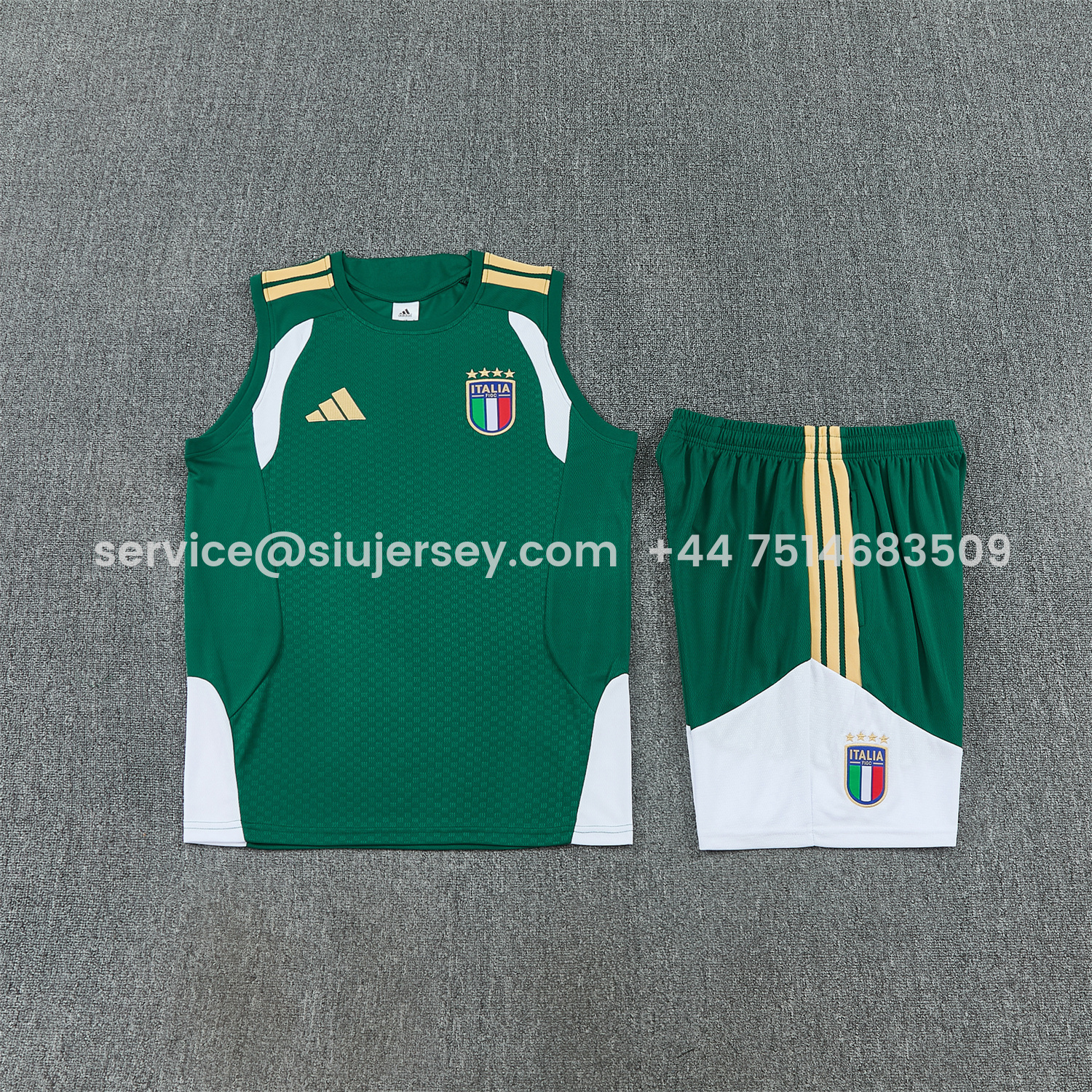 SIUjerseys-Italy 2026 Vest Training Set - Green Vest and Shorts