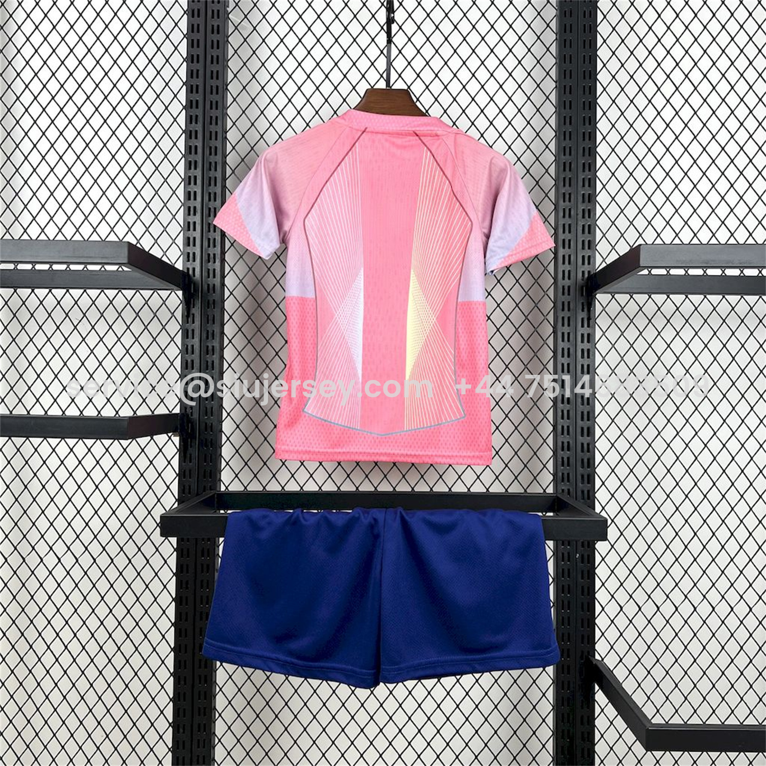 SIUjerseys-Barcelona 25-26 T90 White Lines Pink Gradient Special Kids Kit