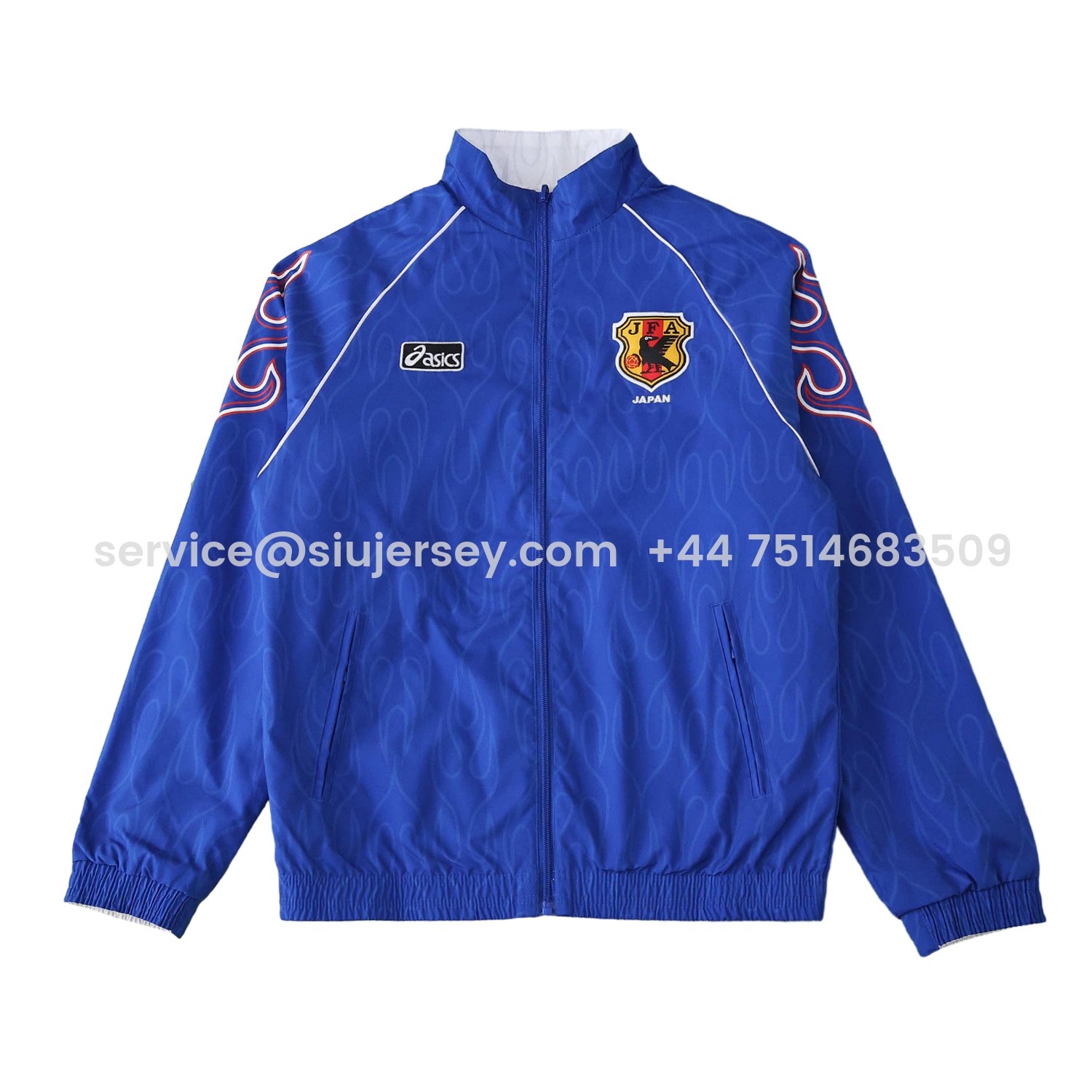 SIUjerseys-Retro Japan 1998 Throwback Double Sided Reversible Windbreaker - White & Blue