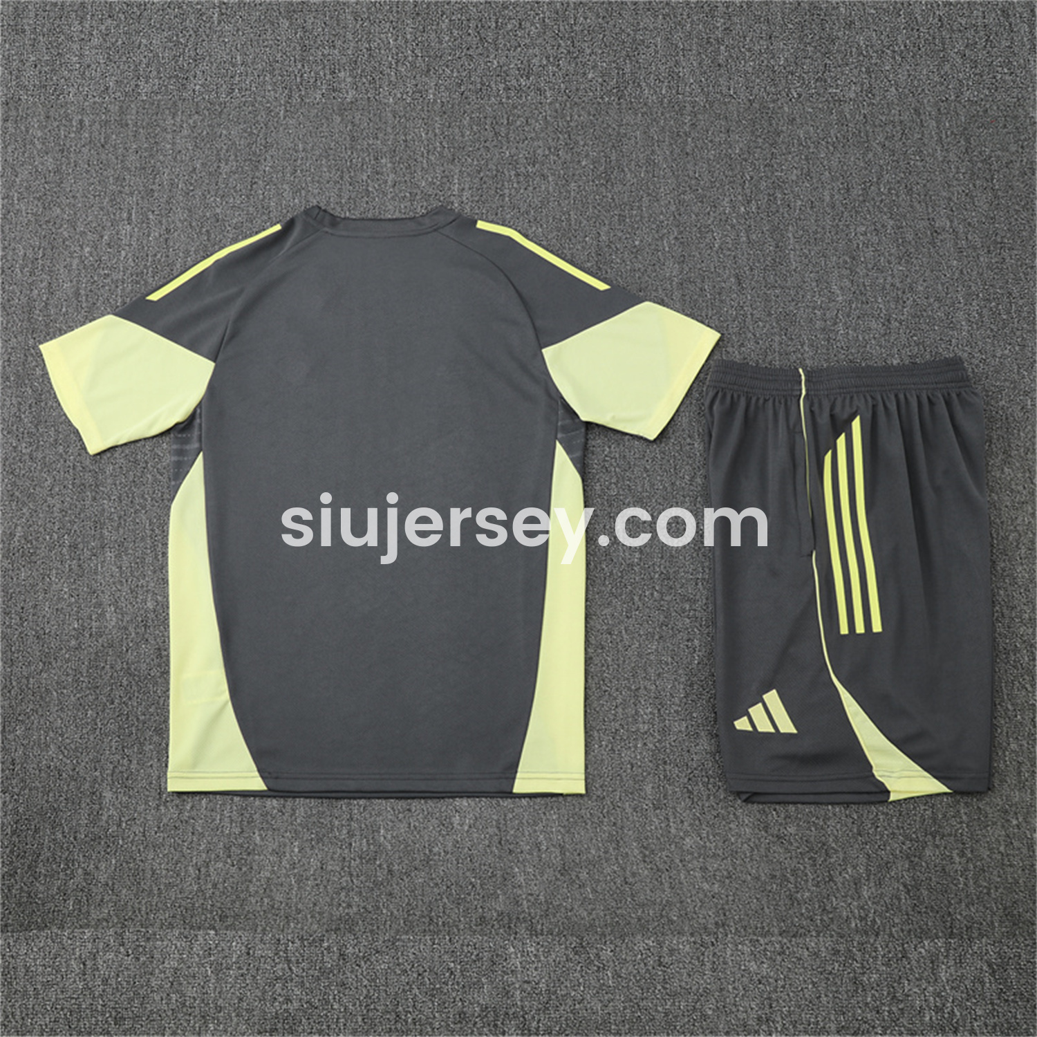 SIUjerseys-Real Madrid 25-26 Kids Short-Sleeve Training Set - Deep Grey Top and Shorts