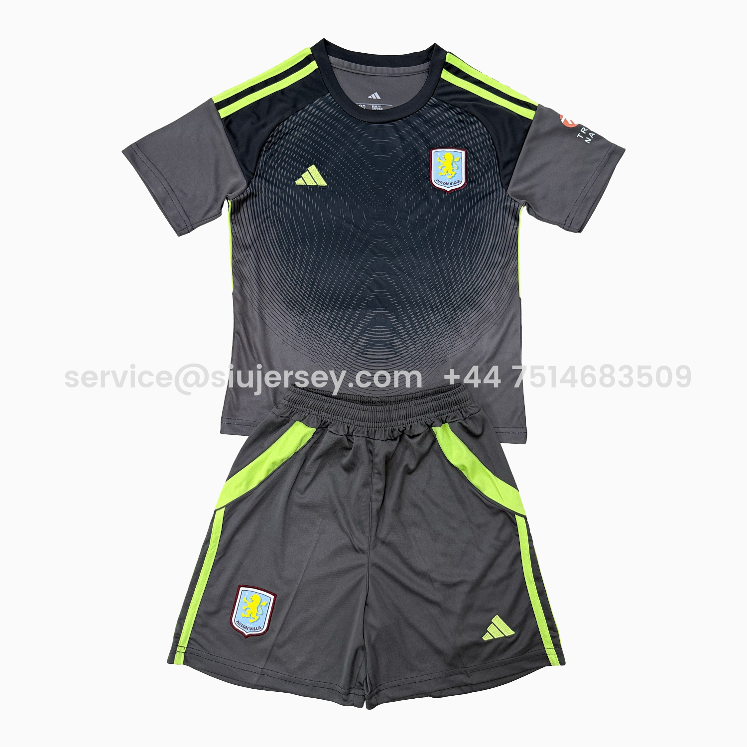 SIUjerseys-Aston Villa 25-26 Black Goalkeeper Men's Adult Jersey Set - Fans Version