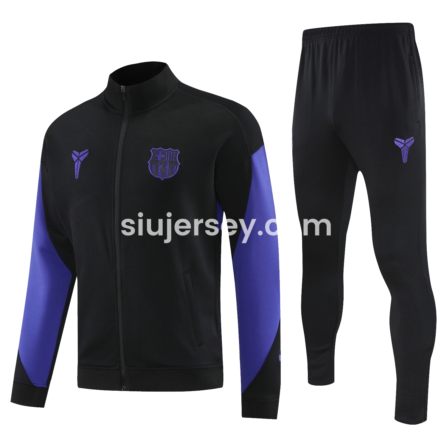 SIUjerseys-Barcelona 25-26 Jacket Training Tracksuit - Black Purple Jackets & Black Pants