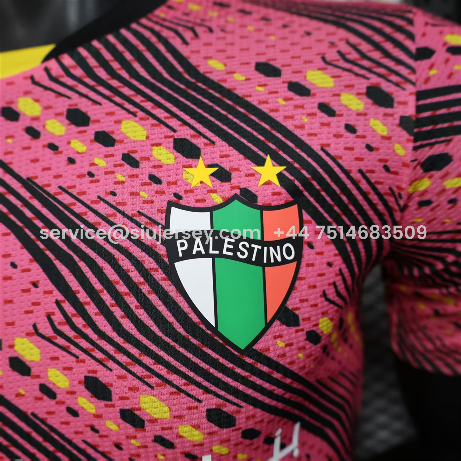 SIUjerseys-Club Deportivo Palestino Palestine 25-26 Black Lines Pink Jersey With L‘BONVIEU No.11 - Player Version