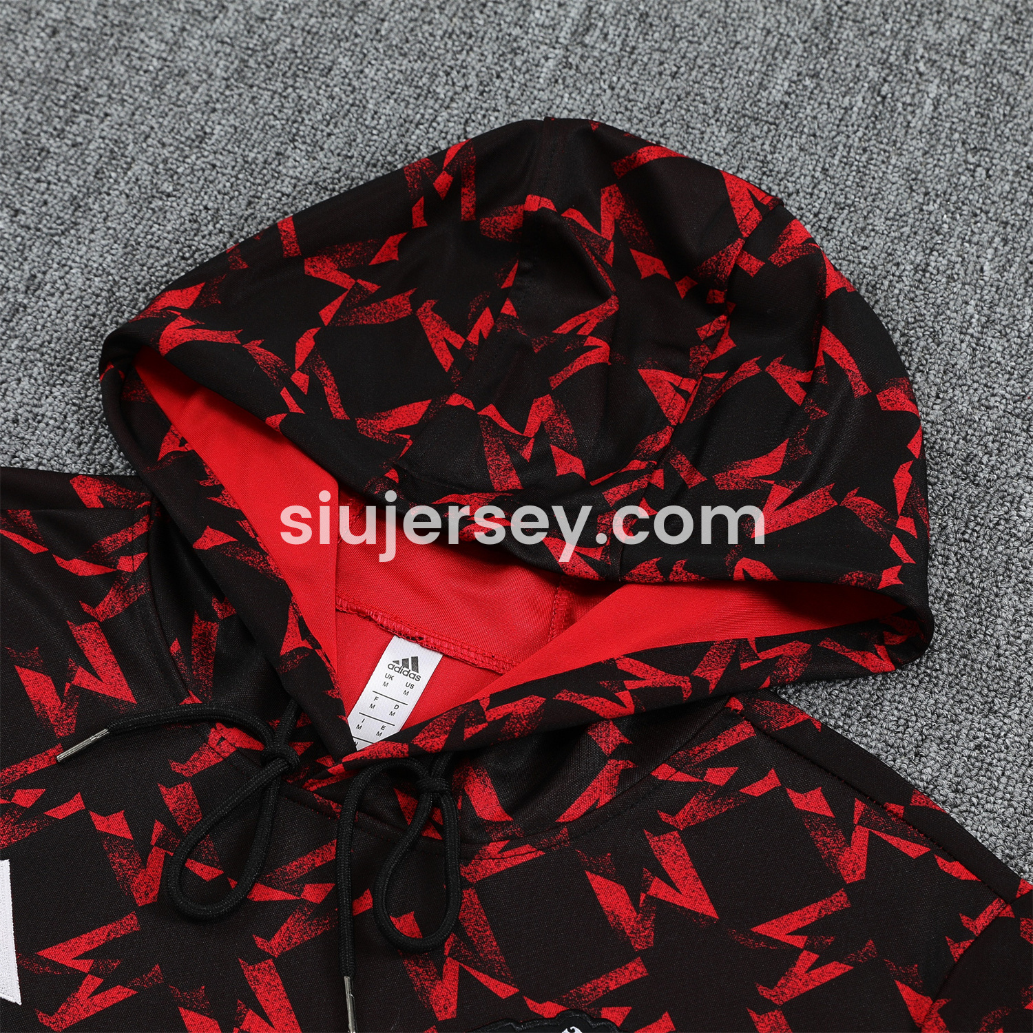 SIUjerseys-Manchester United 24-25 Pre-Match Home Traning Hoodie Set - Red Top and Black Pants