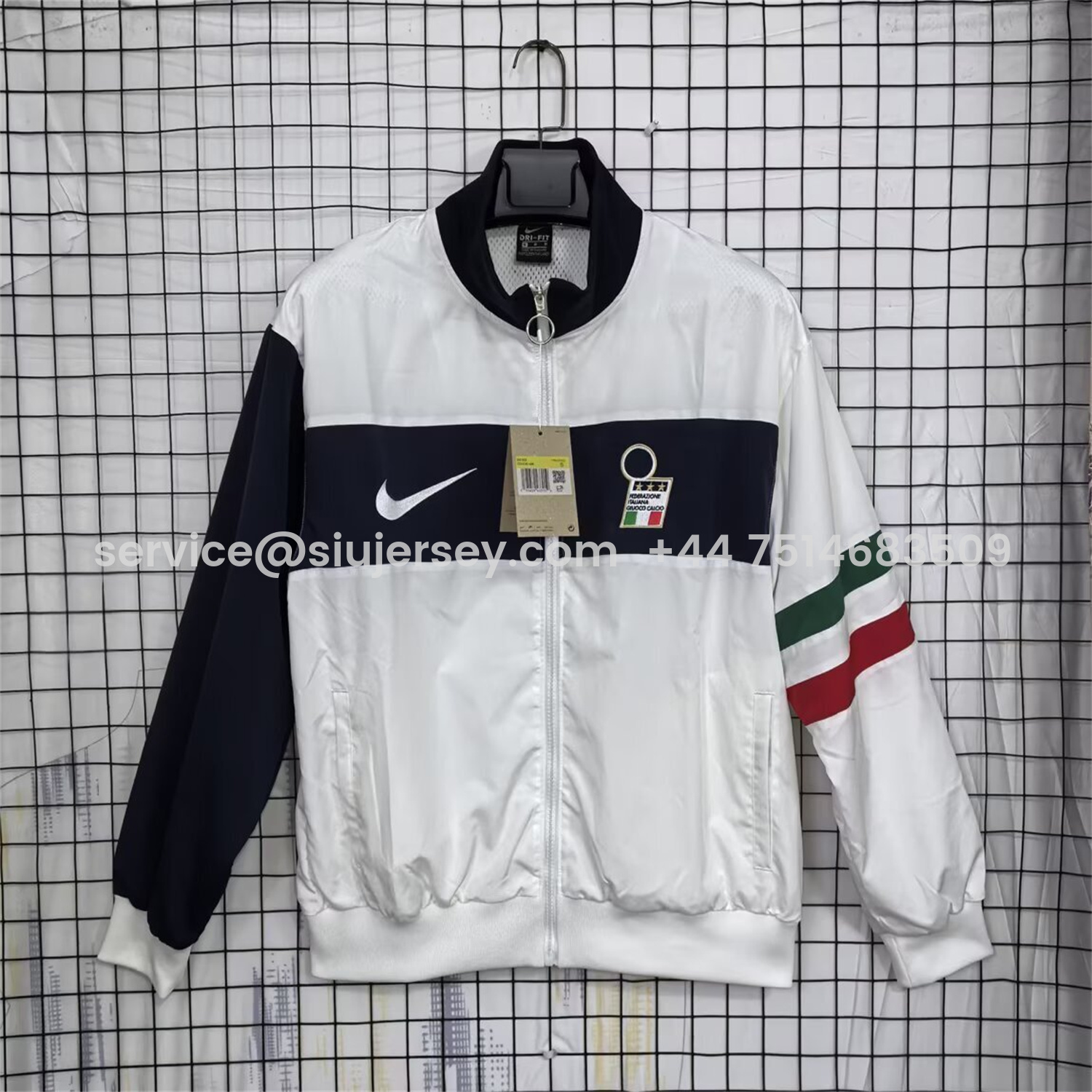 SIUjerseys-Italy 25-26 Throwback Windbreaker Jacket - White And Black