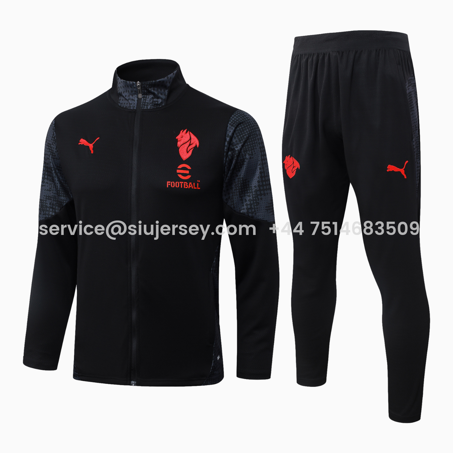 SIUjerseys-AC Milan 25-26 Jacket Training Tracksuit - Little Devil Black top & Pants