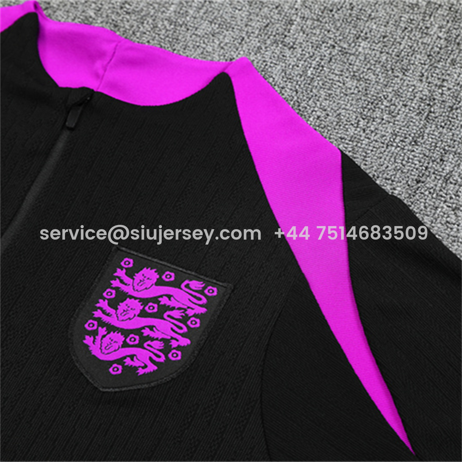 SIUjerseys-England 25-26 Long Sleeve Training Set - Player Version - Black Top and Pants