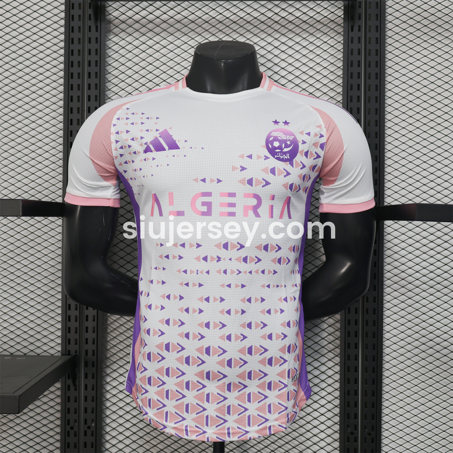 SIUjerseys-Algeria 25-26 Pink and Purple Triangle Pattern Black Jersey - Player Version