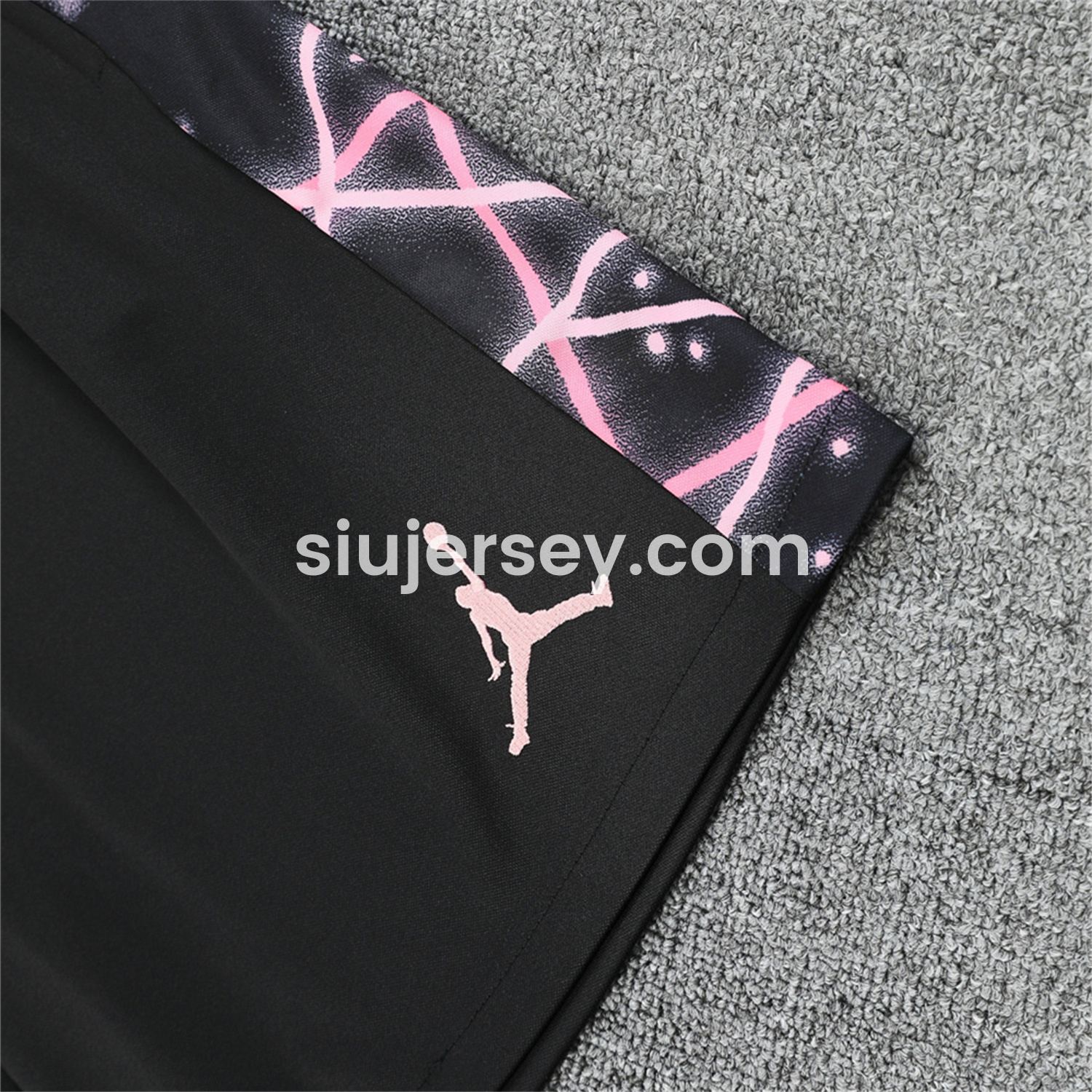 SIUjerseys-Paris Saint-Germain PSG 25-26 Short-Sleeve Training Set - Pink Fluorescent Rays Black Top & Black Shorts