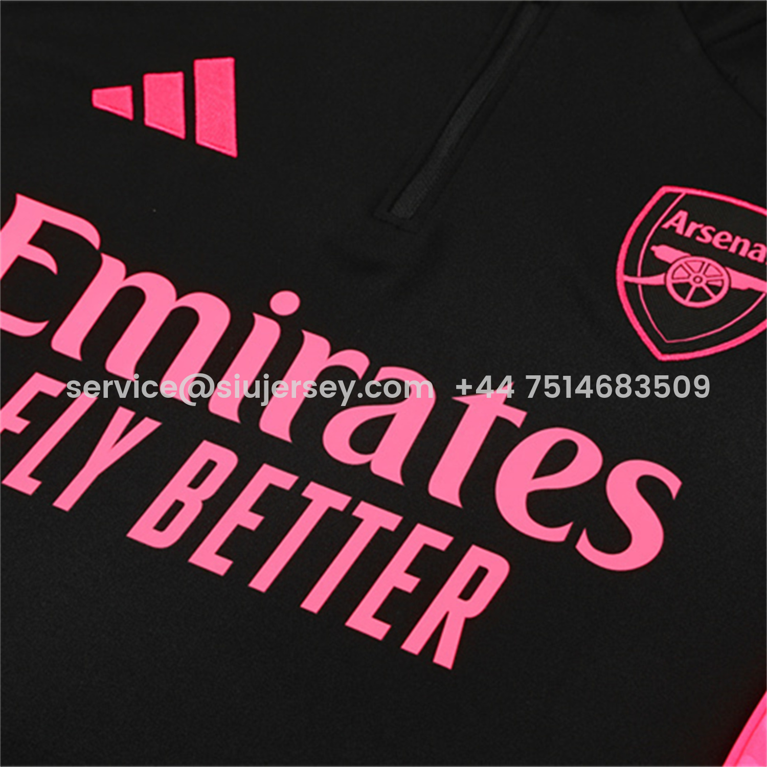 SIUjerseys-Arsenal 25-26 Long Sleeve Training Set - Pink Logo Black Top & Black Pants