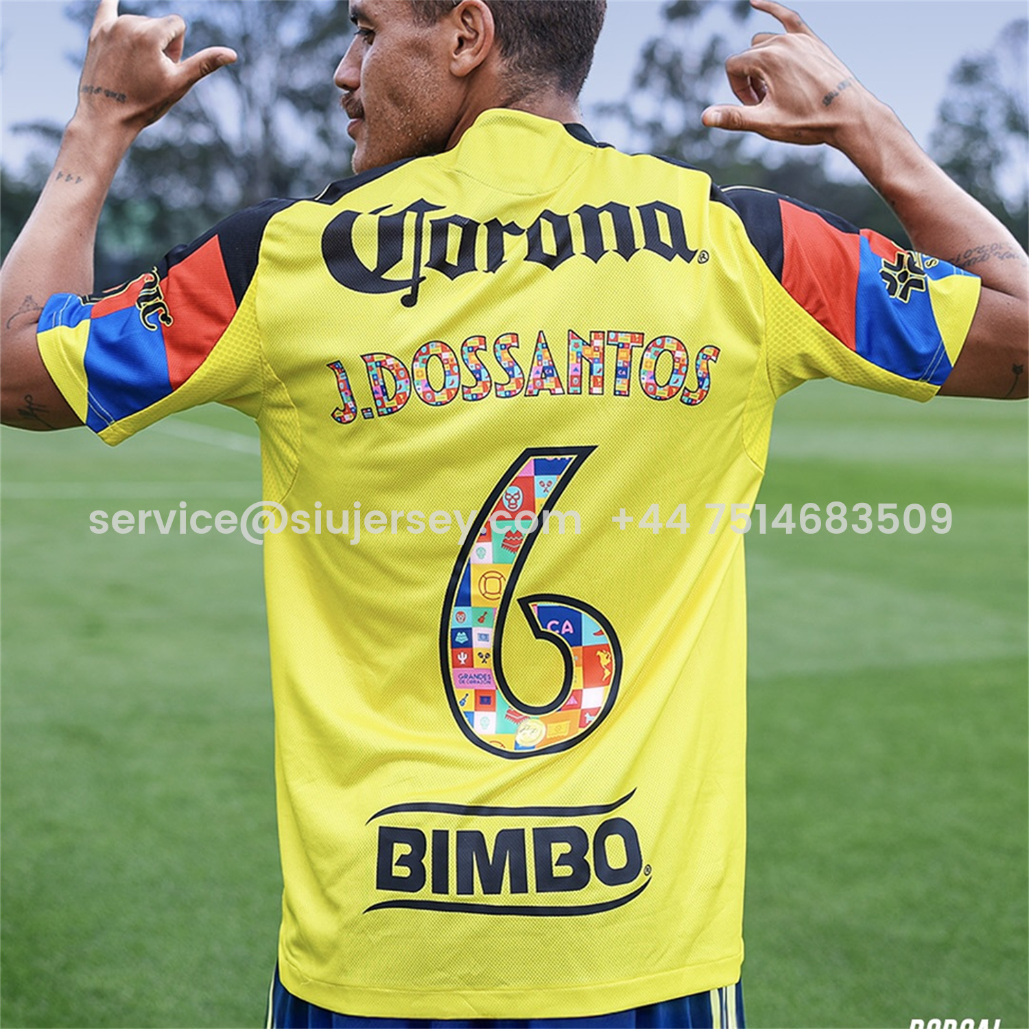 SIUjerseys-【El Día de Muertos Font】Club América 25-26 Home Yellow Jersey - Player Version