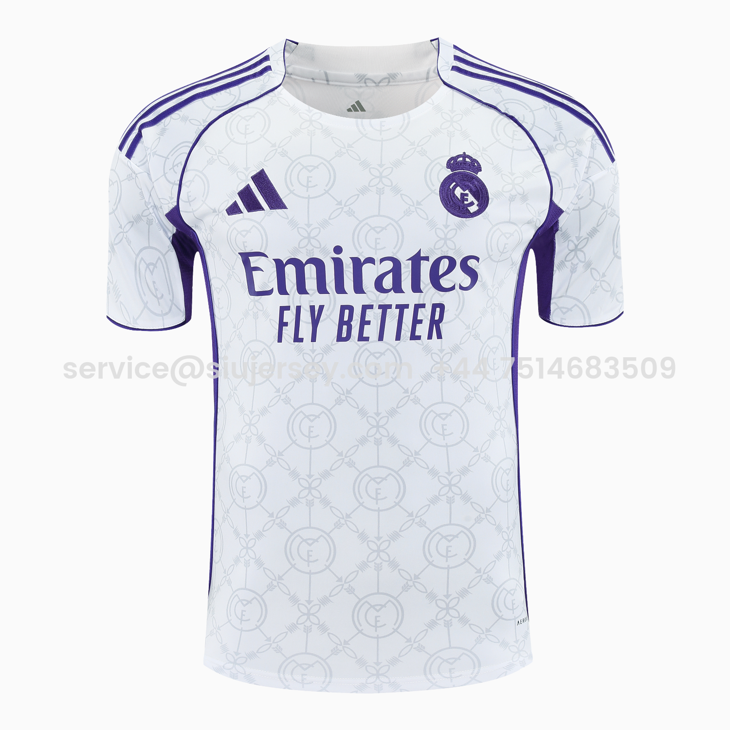 SIUjerseys-Real Madrid 25-26 Short-Sleeve Training Set - Blue Edge White Top & Black Shorts