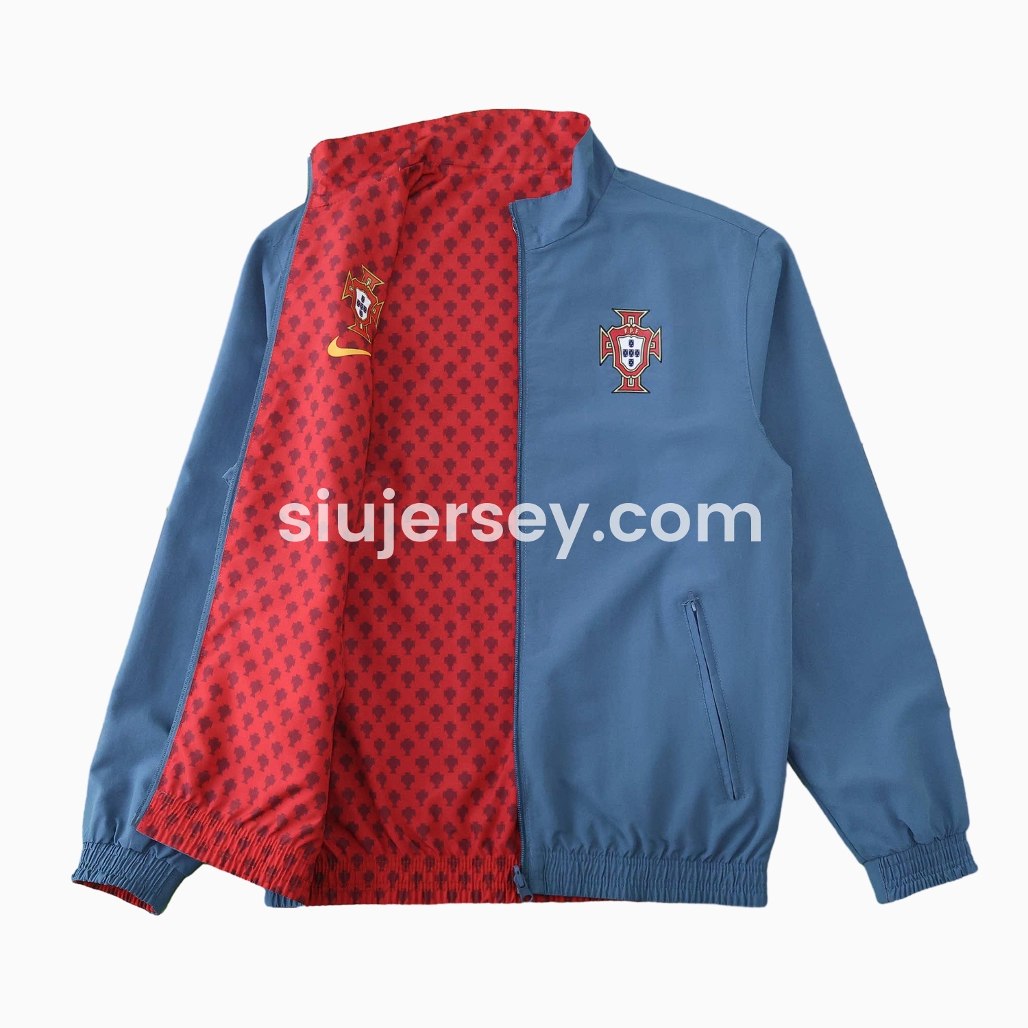 SIUjerseys-Portugal 24-25 Double Sided Reversible Windbreaker - Red & Blue